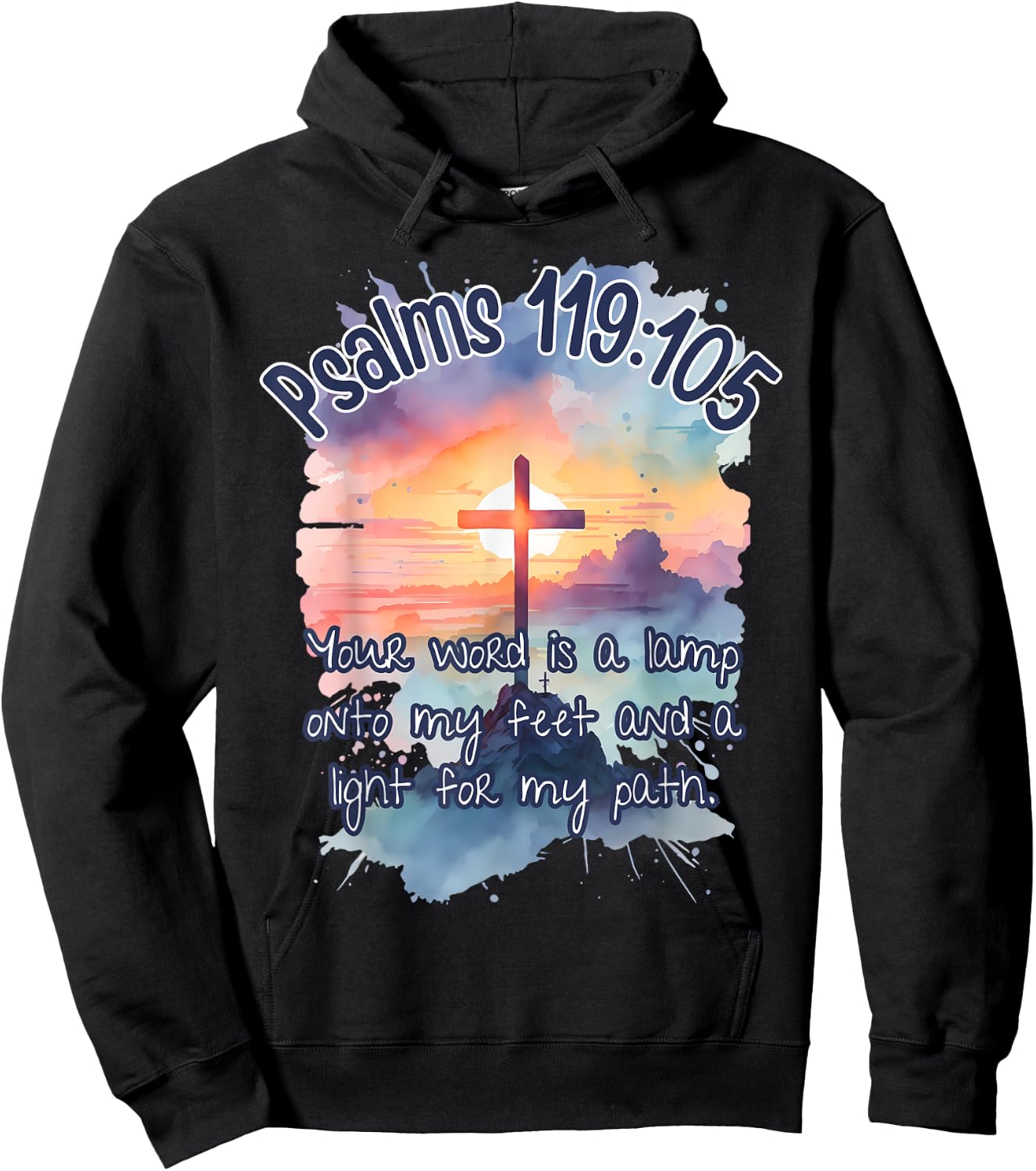 Bible Verse Psalms 119:105 Your word is a lamp Religious Her Hoodie - Hoodie | Black