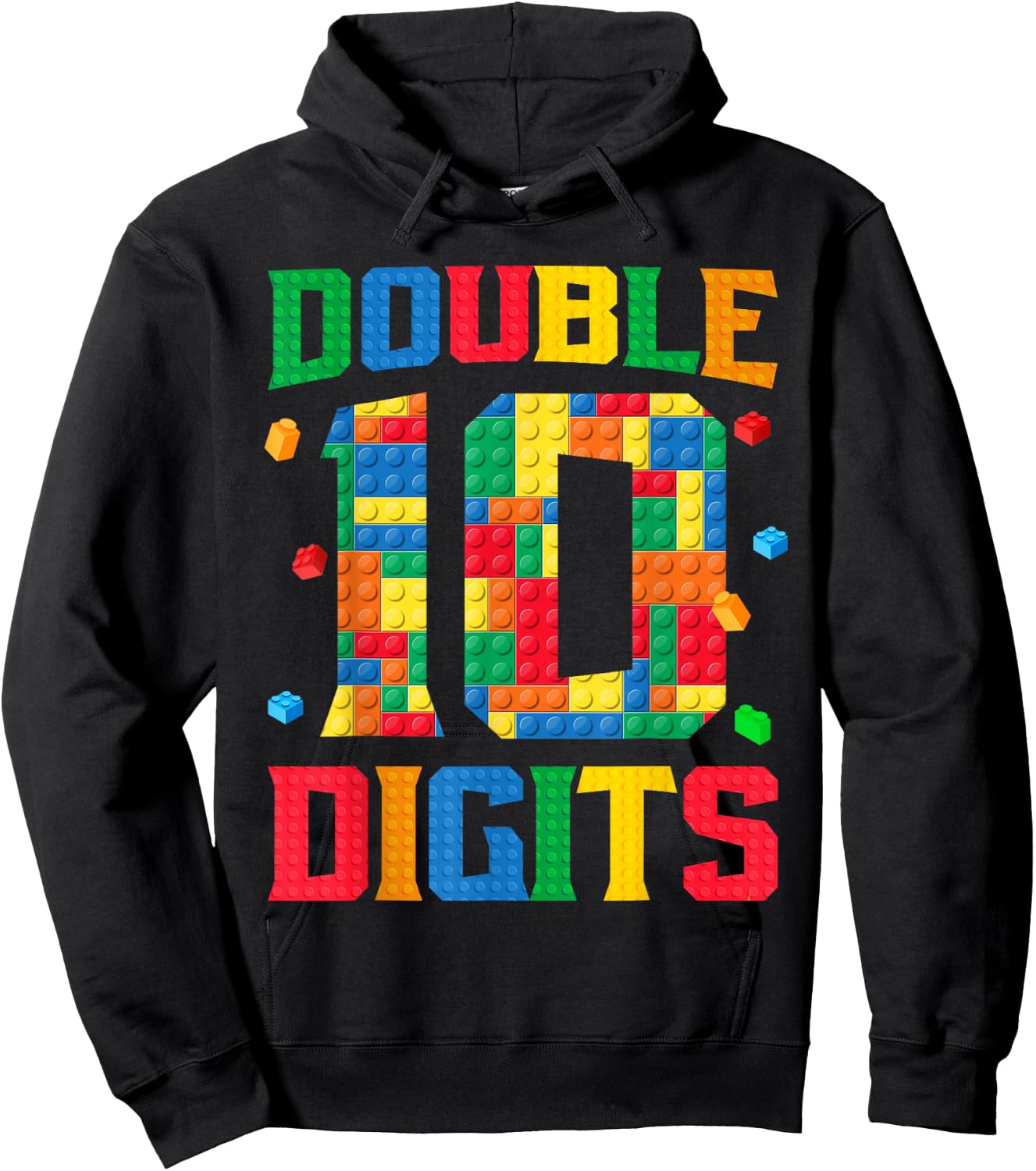 Master Builder 10th Birthday Boy 10 Bricks Ten Double Digits Hoodie - Hoodie | Black