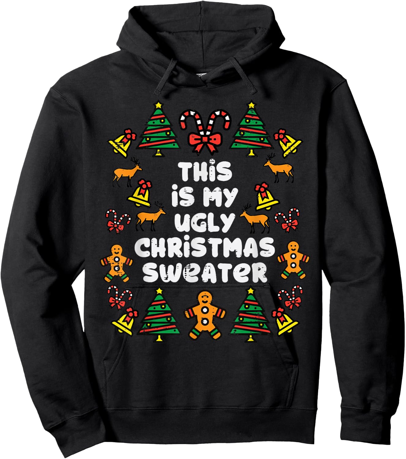 This Is Ugly Christmas Sweater Xmas Holiday Women Kids Men Hoodie - Hoodie | Black