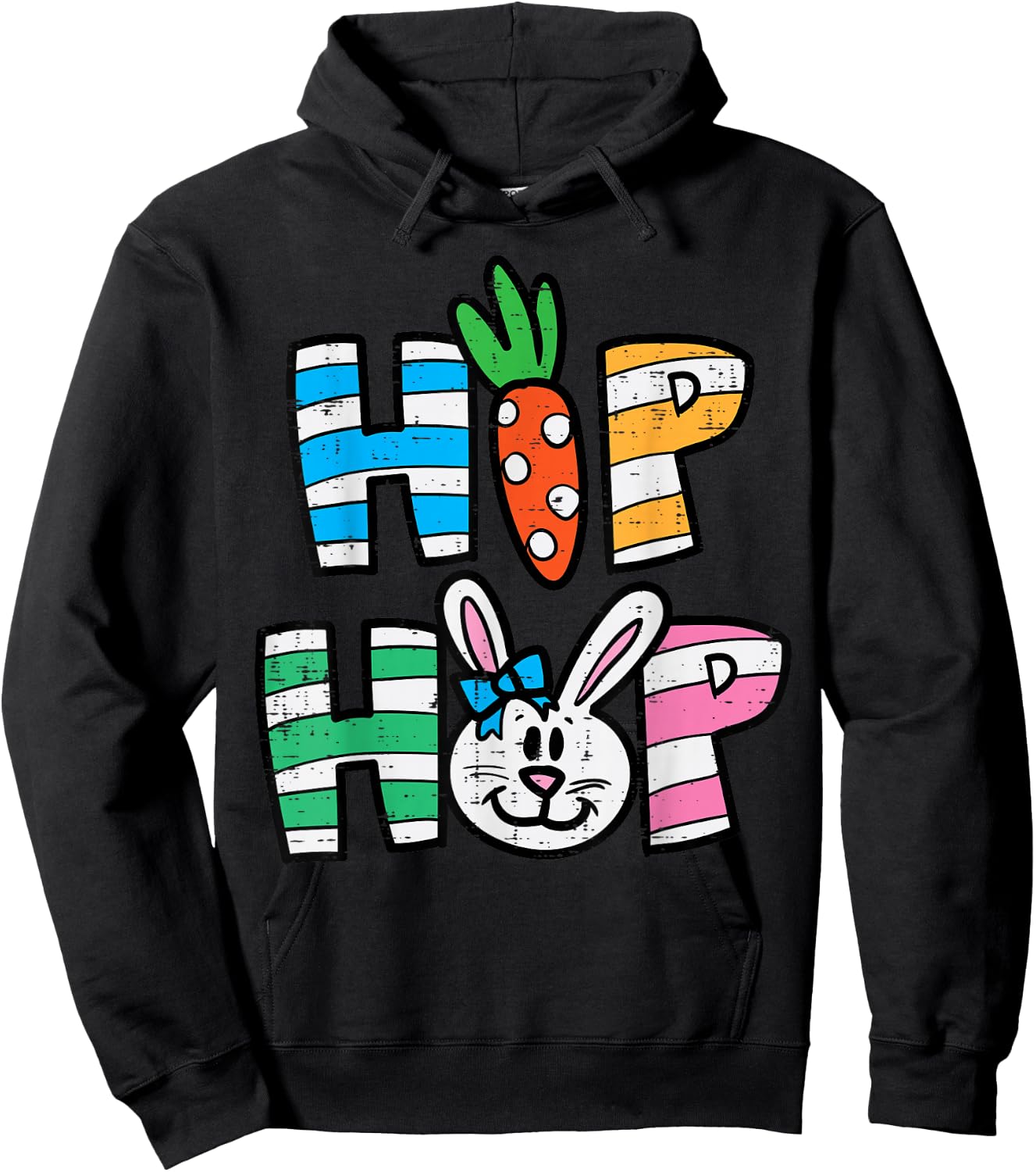 Easter Hip Hop Carrot Bunny Rabbit Boys Girls Kids Toddler Hoodie - Hoodie | Black