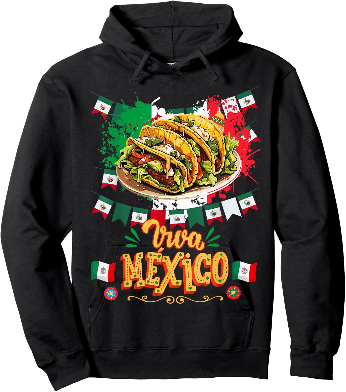 Mexican Flag Taco Idea For Kids & Mexican Independence Day Hoodie - Hoodie | Black