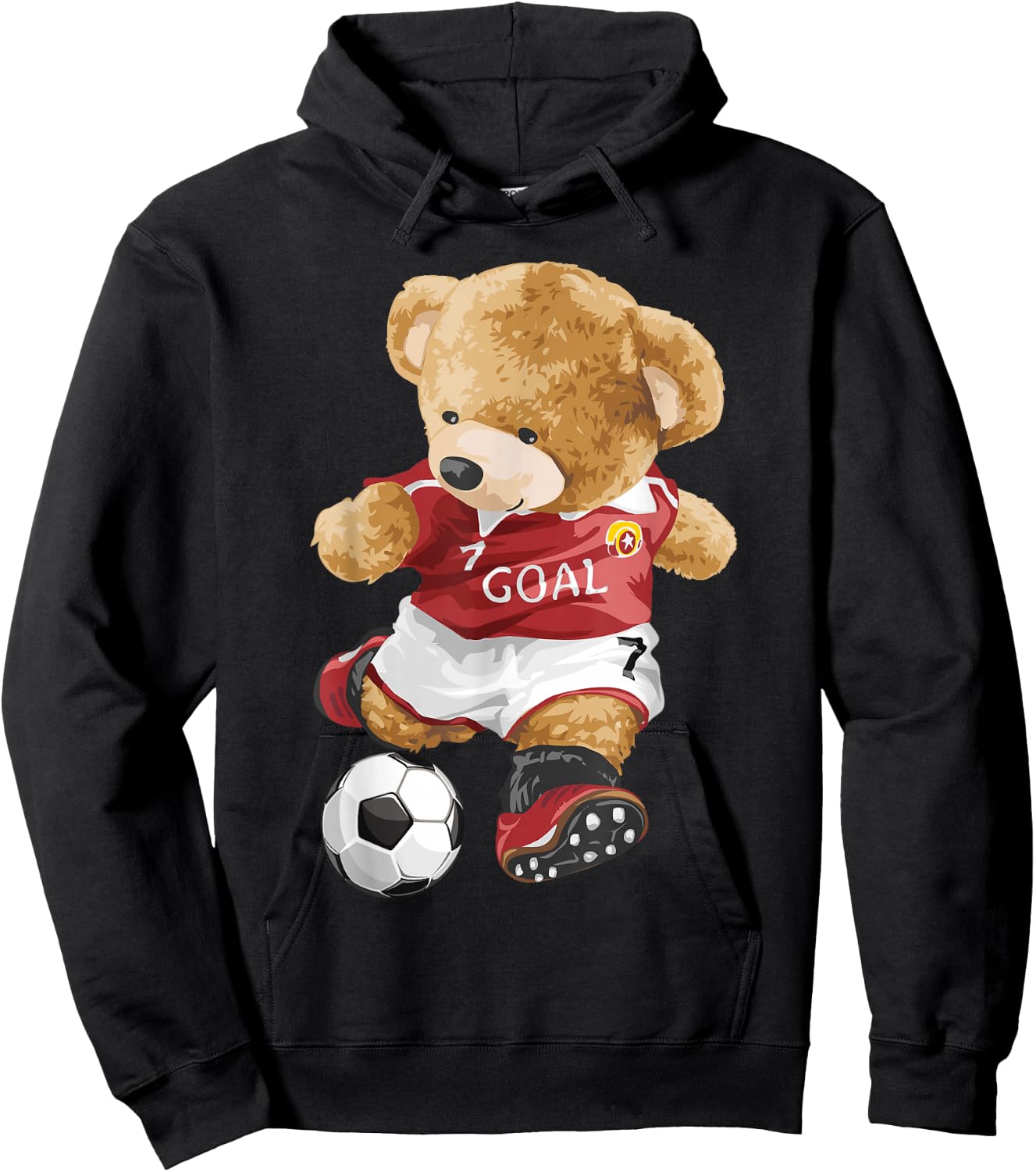 Cute teddy bear playing soccer Hoodie - Hoodie | Black