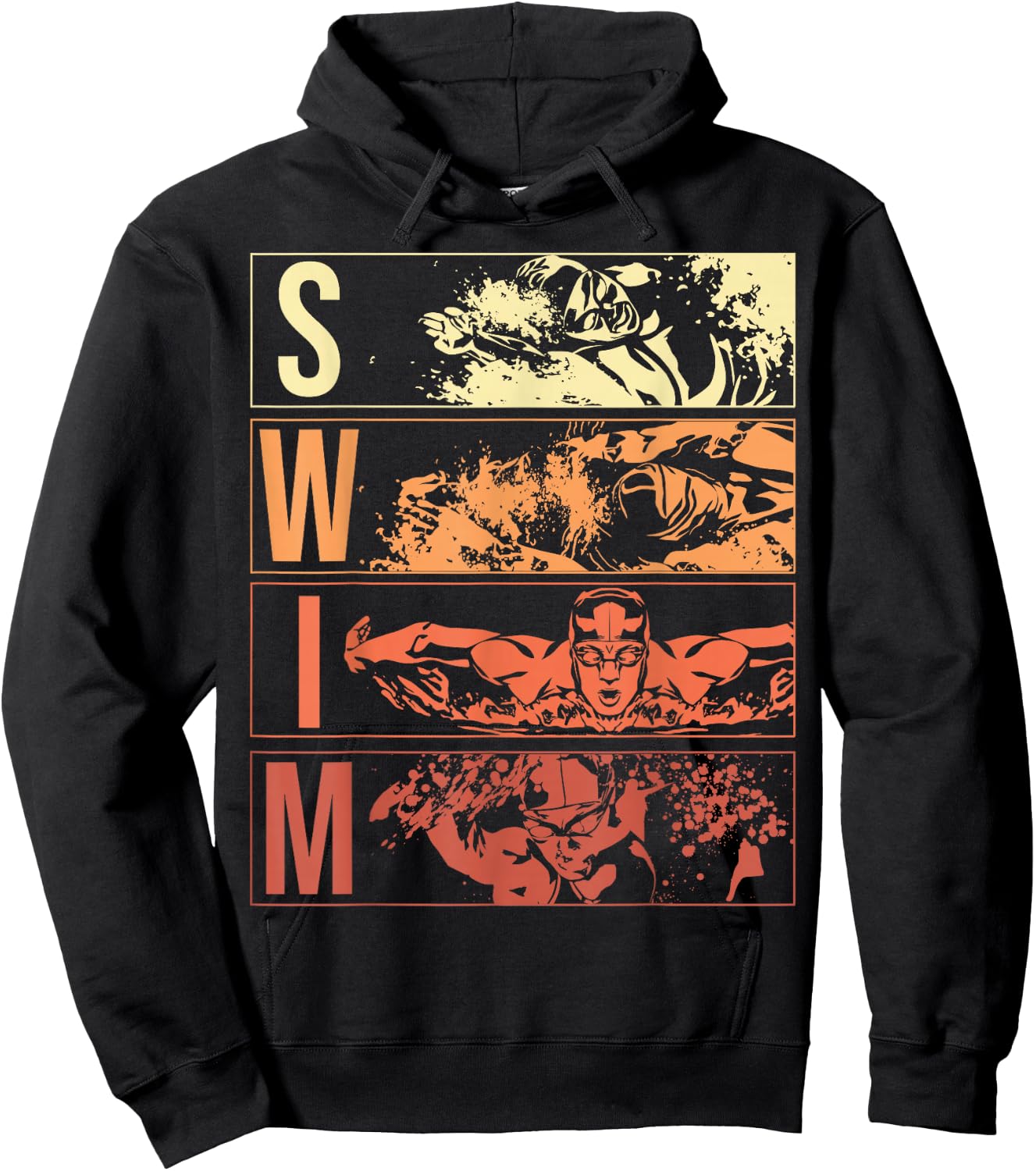 Retro Swimming Water Swim Sports Theme Swimmers Athlete Hoodie - Hoodie | Black
