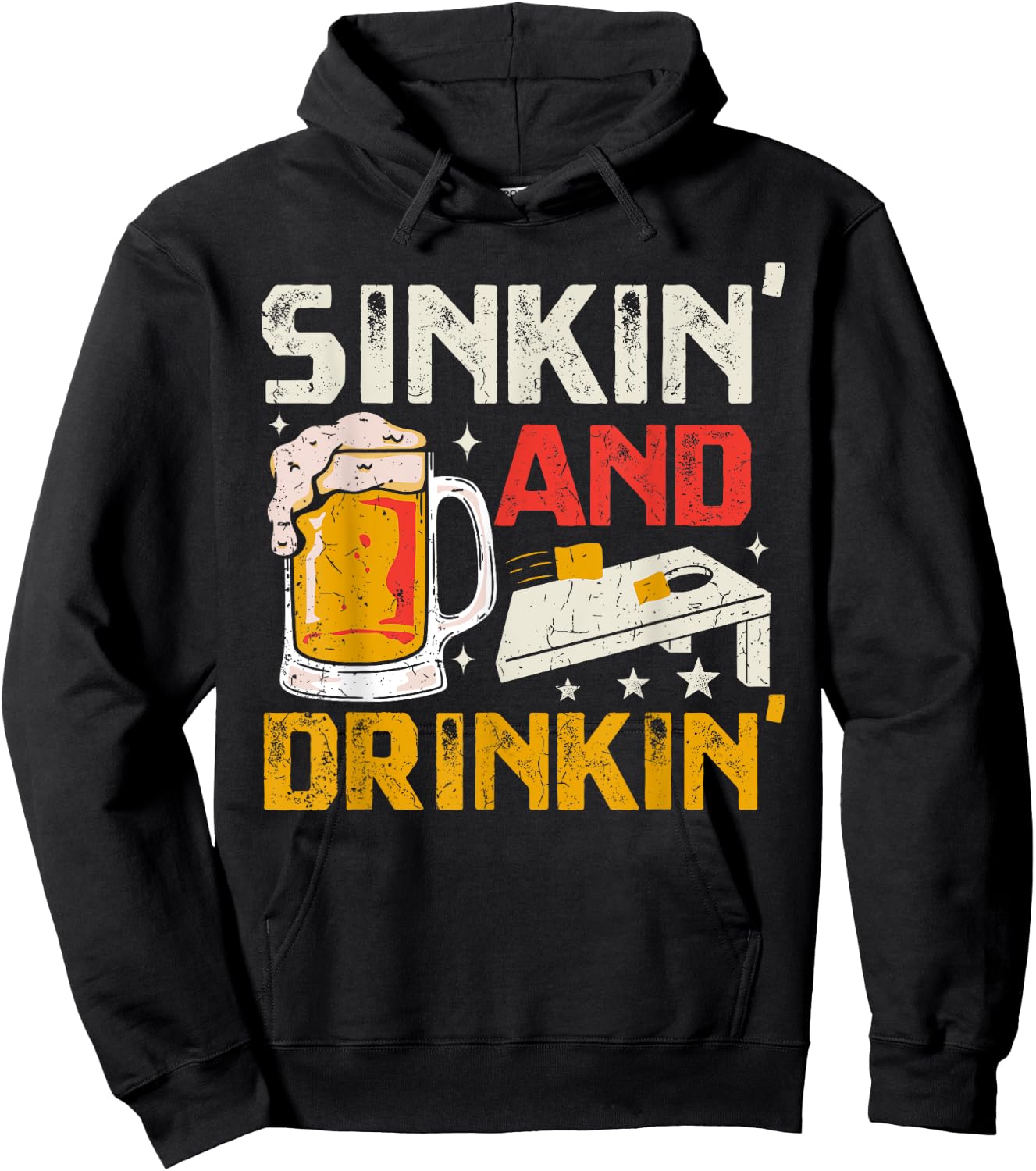 Sinkin' and Drinkin' - Funny Cornhole Playing Beer Drinking Hoodie - Hoodie | Black