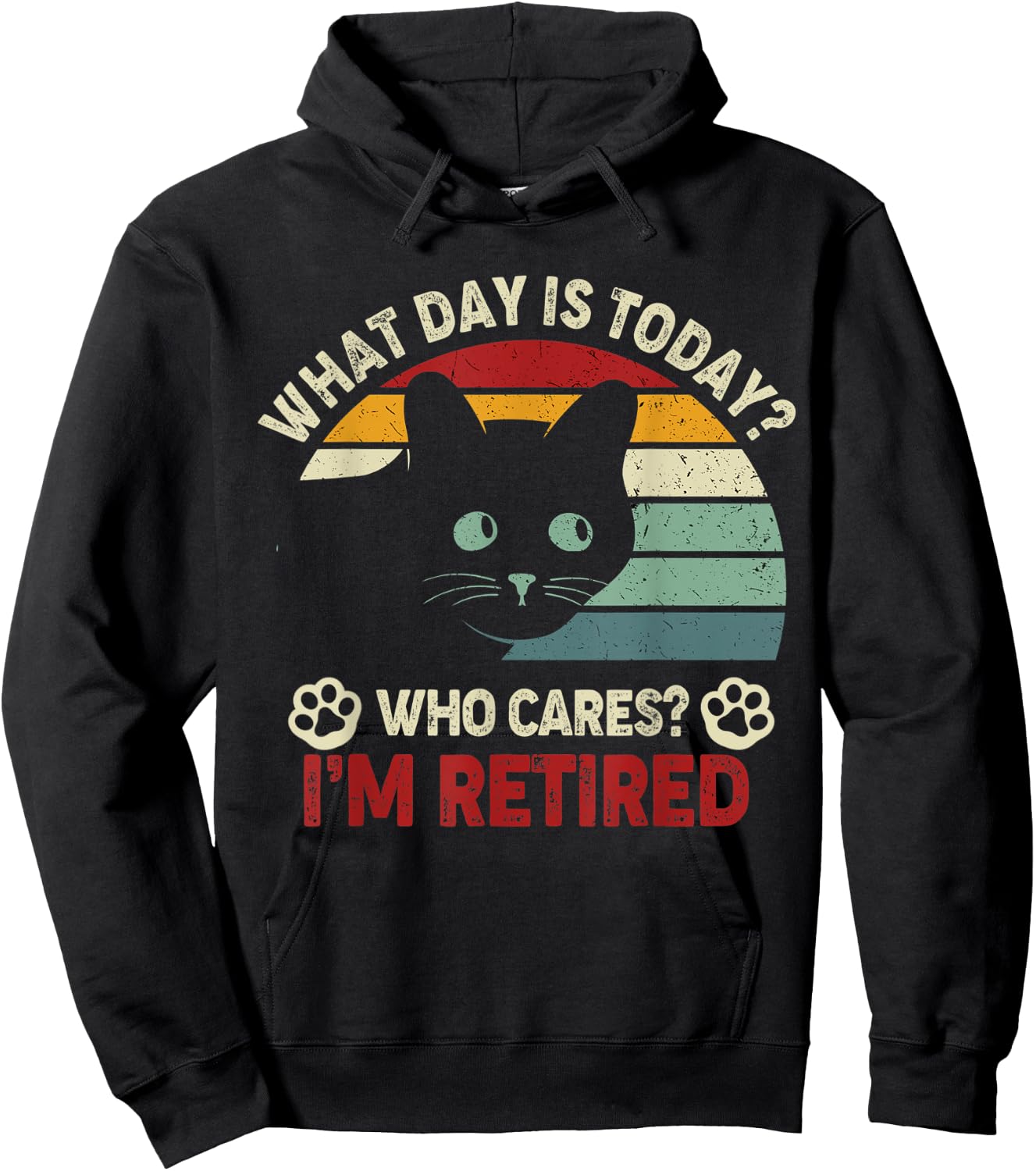 What Day Is Today Who Cares I'm Retired Funny Cat Mom, Dad Hoodie - Hoodie | Black