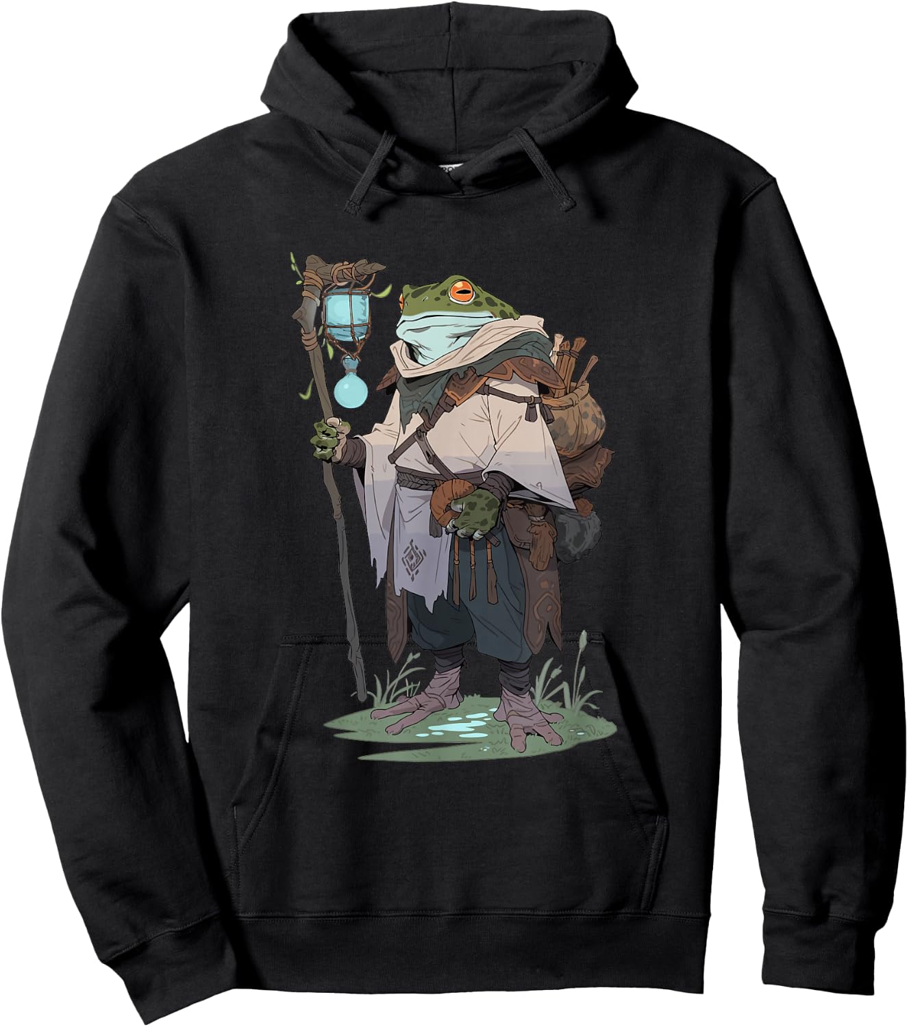 Fantasy Frog Druid hiking in the nature Hoodie - Hoodie | Black