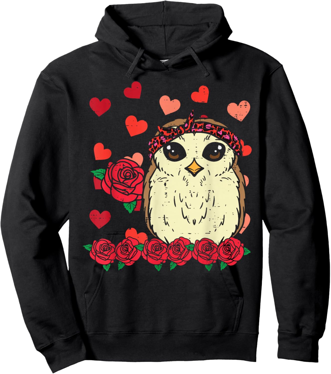 Valentines Day Leopard Baby Owl Women Girls Kids Toddler Hoodie - Hoodie | Black