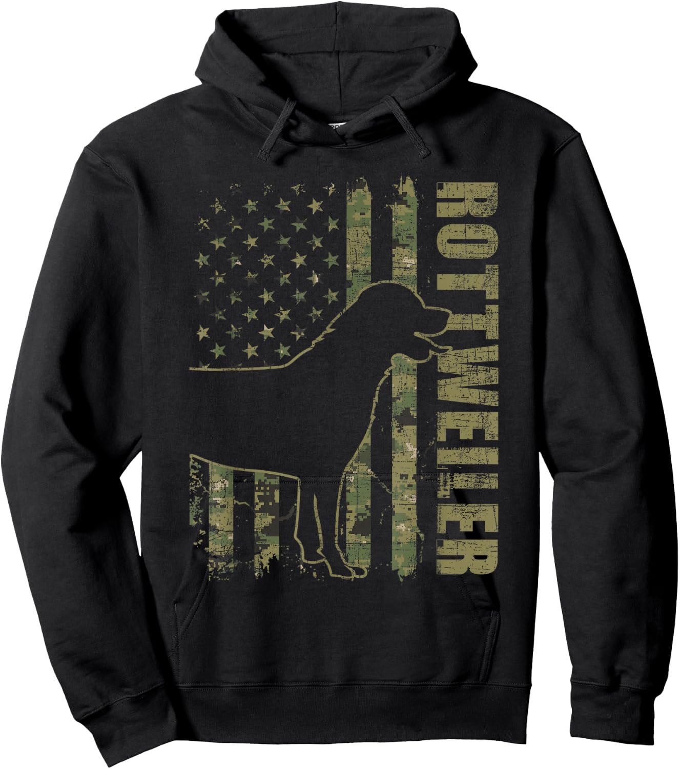 Rottweiler - USA American Flag Camouflage Dog Owner Hoodie - Hoodie | Black