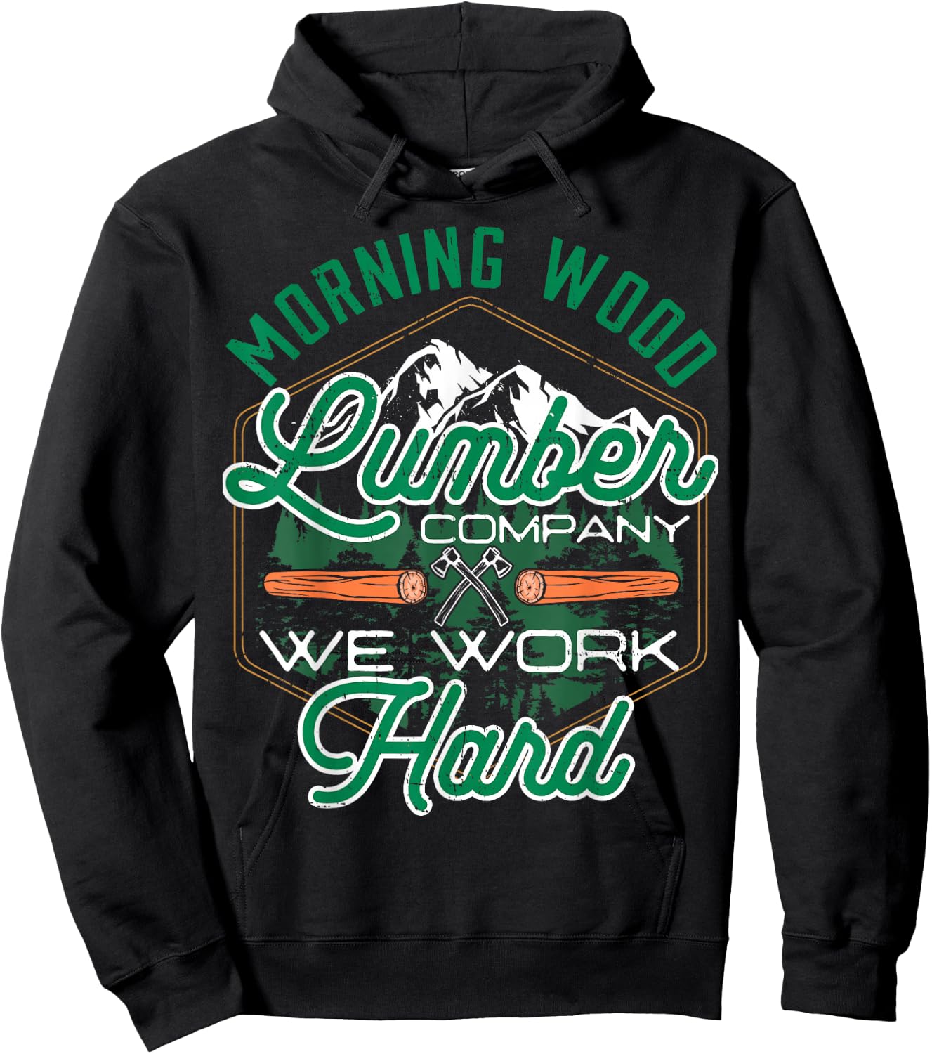 Retro Morning Wood Lumber Company Camping Woodman Hoodie - Hoodie | Black