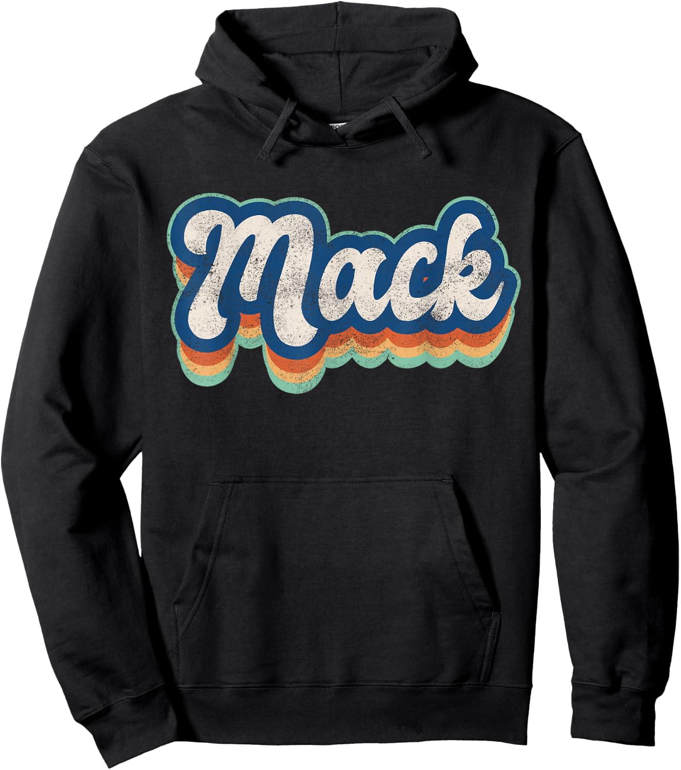 Mack First Name Boy Vintage Style 70s 80s Personalized Hoodie - Hoodie | Black