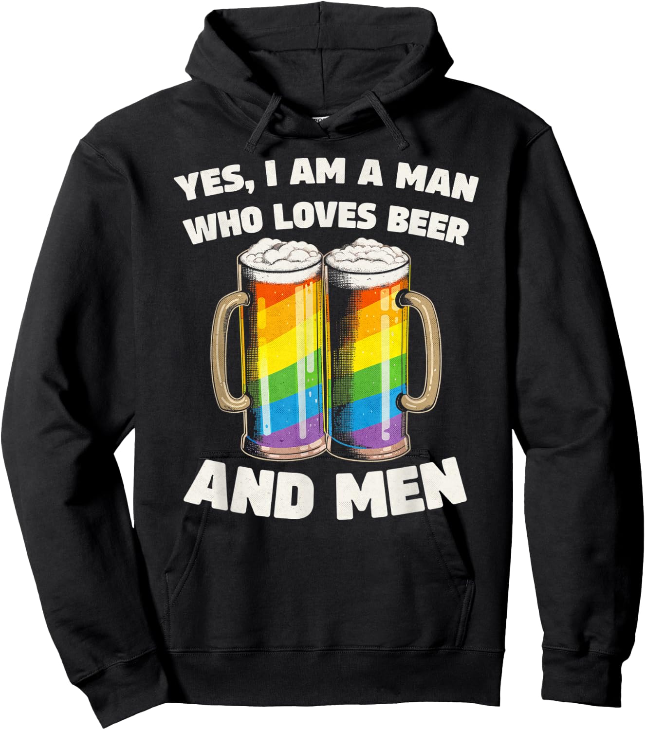 Funny Phrase For Gay Men Who Love Beer Hoodie - Hoodie | Black
