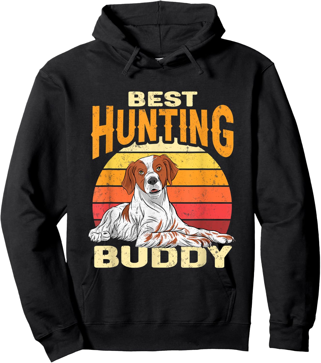 Brittany Spaniel Retro Best Hunting Buddy Brittany Dog Women Hoodie - Hoodie | Black
