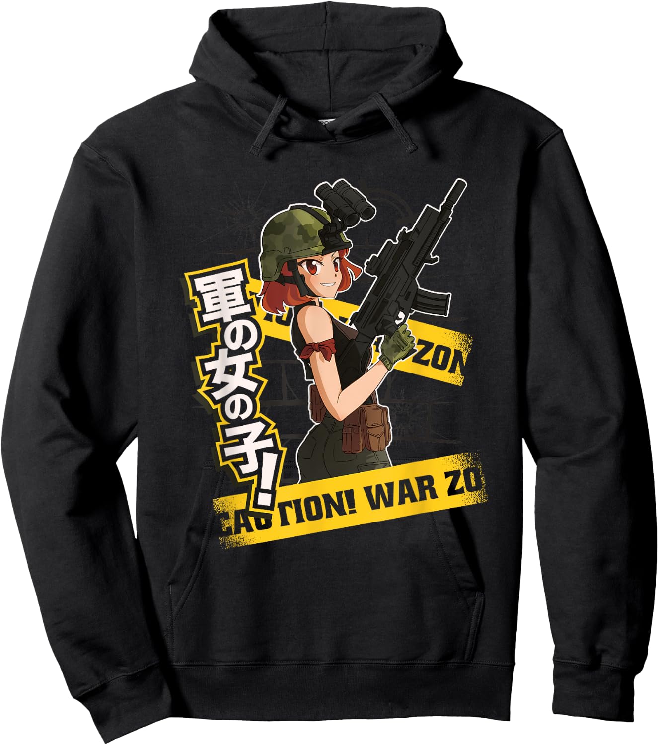 Anime Army Guns and Girls, Bullet Anime Manga Forces Cosplay Hoodie - Hoodie | Black