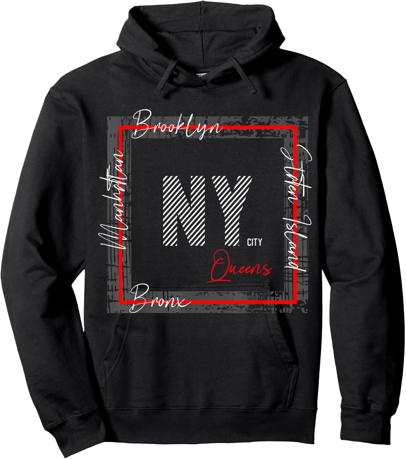 NY Brooklyn Staten Island Manhattan Bronx Queens Hoodie - Hoodie | Black
