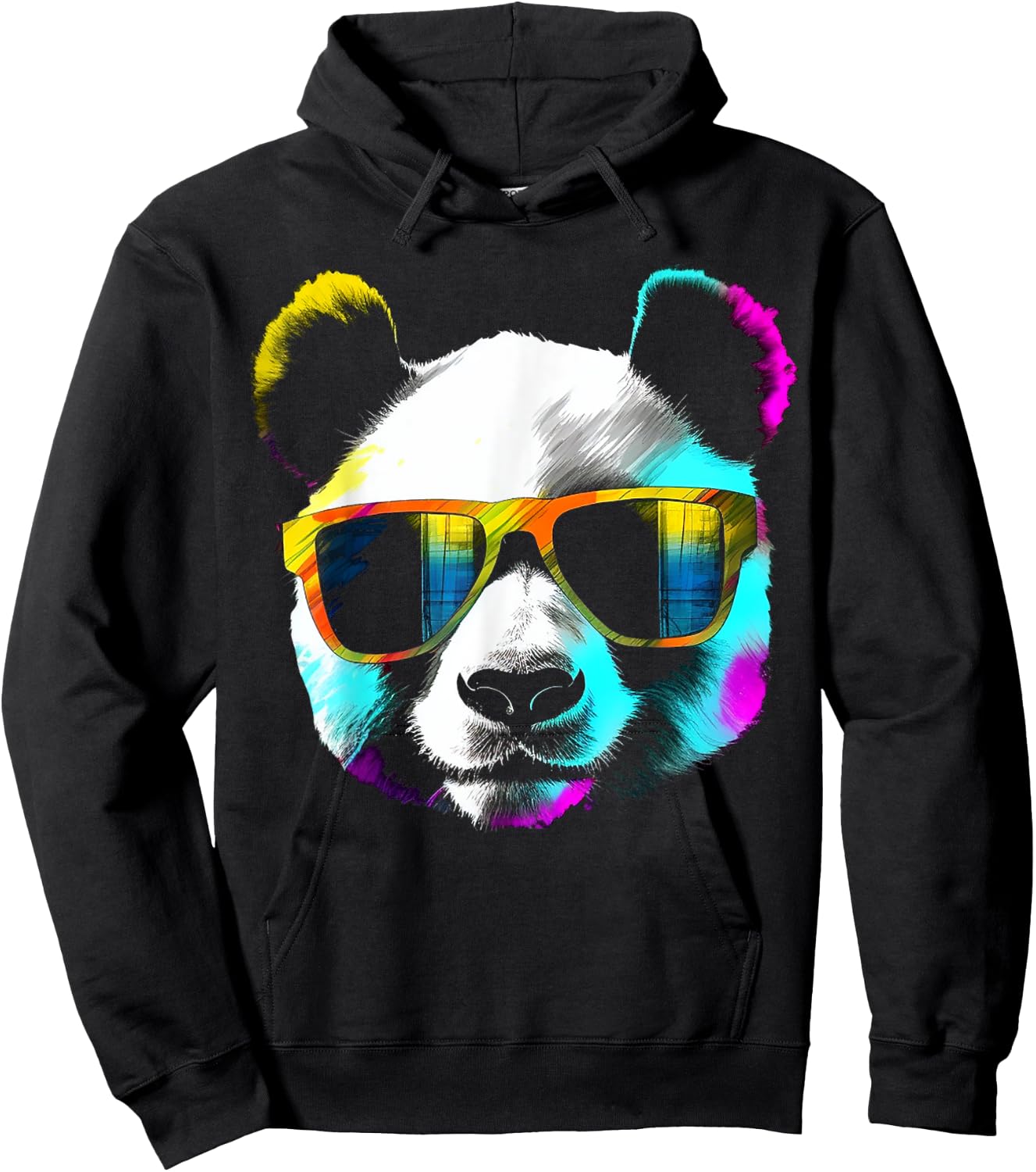 Panda Sunglasses Artwork | Animal Motif Panda Hoodie - Hoodie | Black