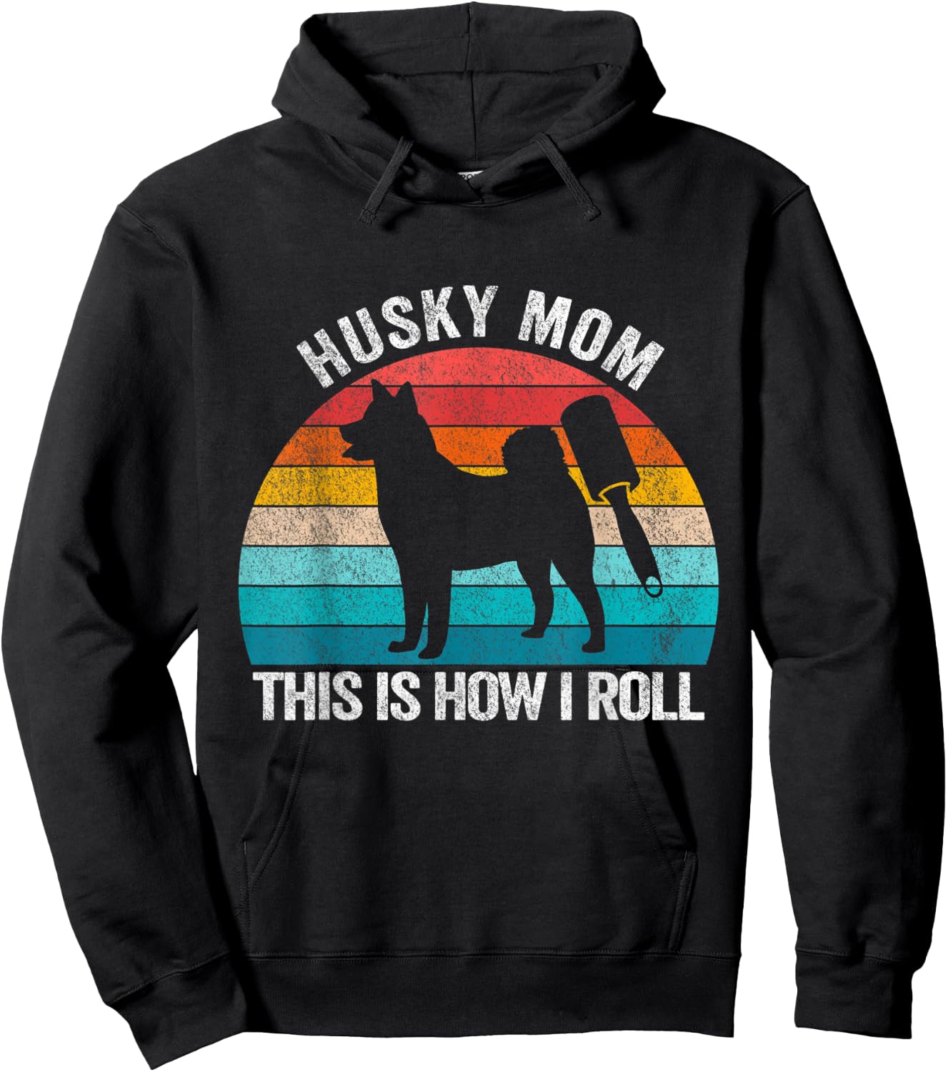 Husky Mom This Is How I Roll Retro Vintage Husky Dog Women Hoodie - Hoodie | Black