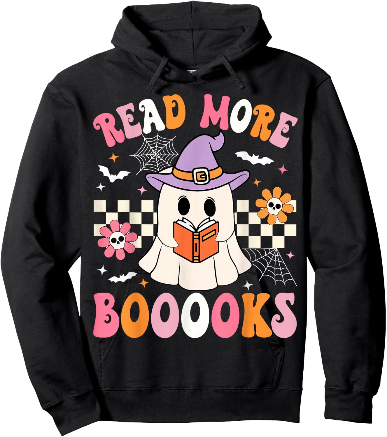 Groovy Booooks Ghost Read More Books Funny Teacher Halloween Hoodie - Hoodie | Black