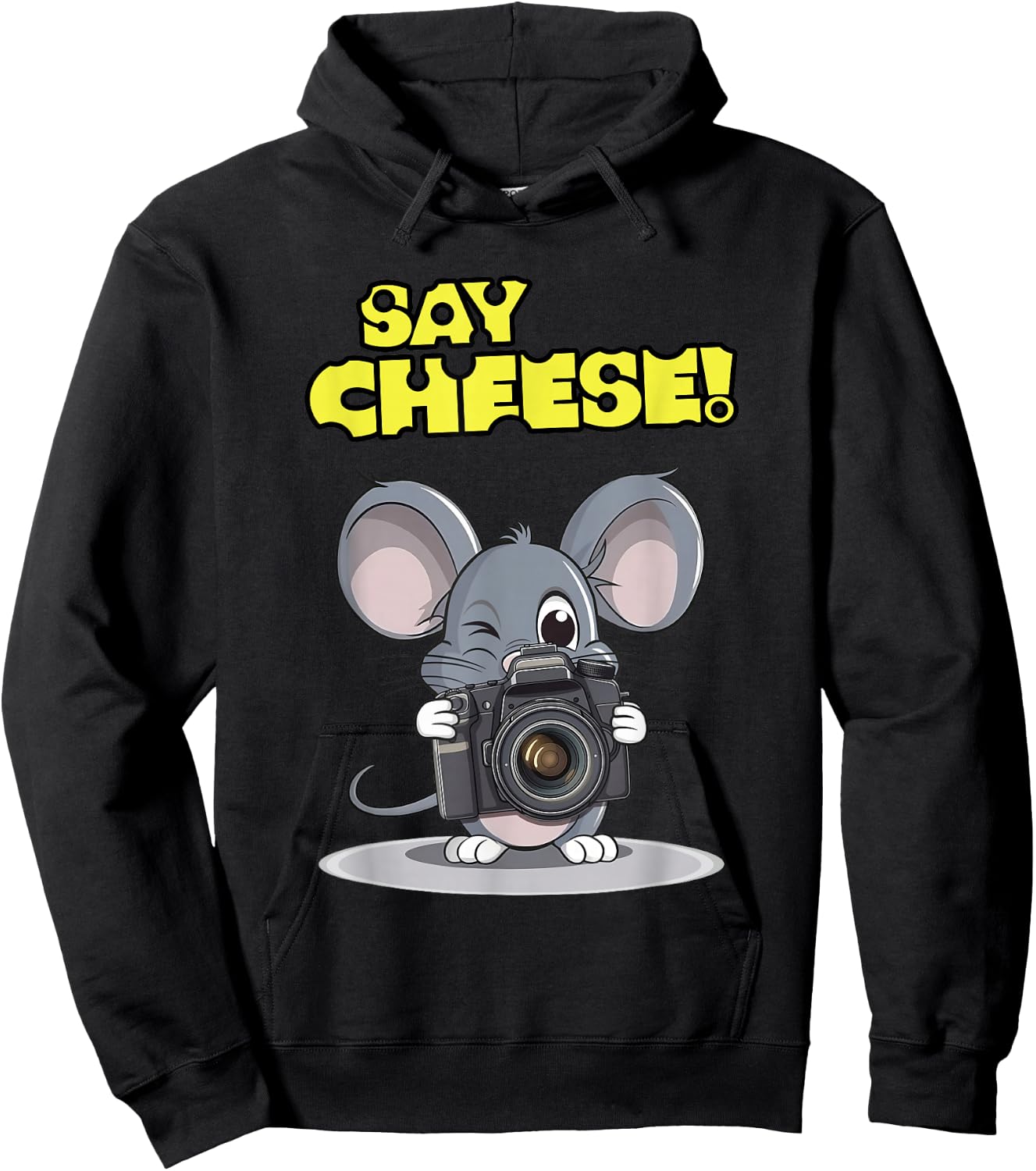 Say Cheese Funny Mouse Photographer Photo Camera Humor Hoodie - Hoodie | Black