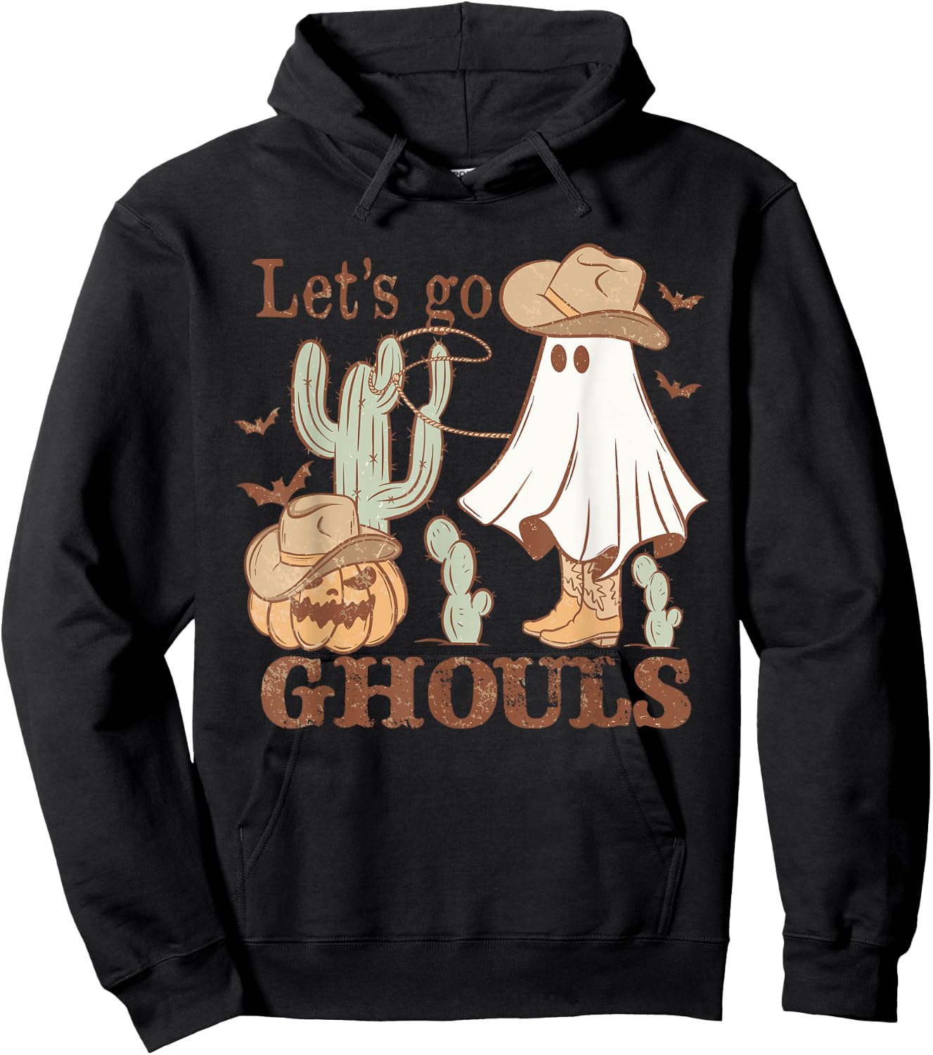 Let´s go Ghoul Ghost Cowboy Hat Lasso Rodeo Halloween Hoodie - Hoodie | Black