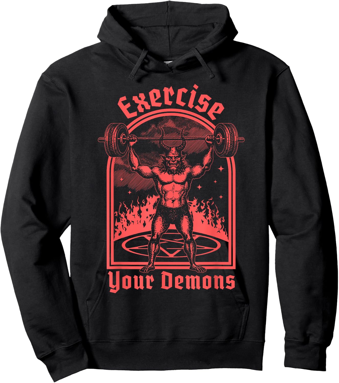 Exercise Your Demons - Satanic Baphomet Satan Funny Workout Hoodie - Hoodie | Black