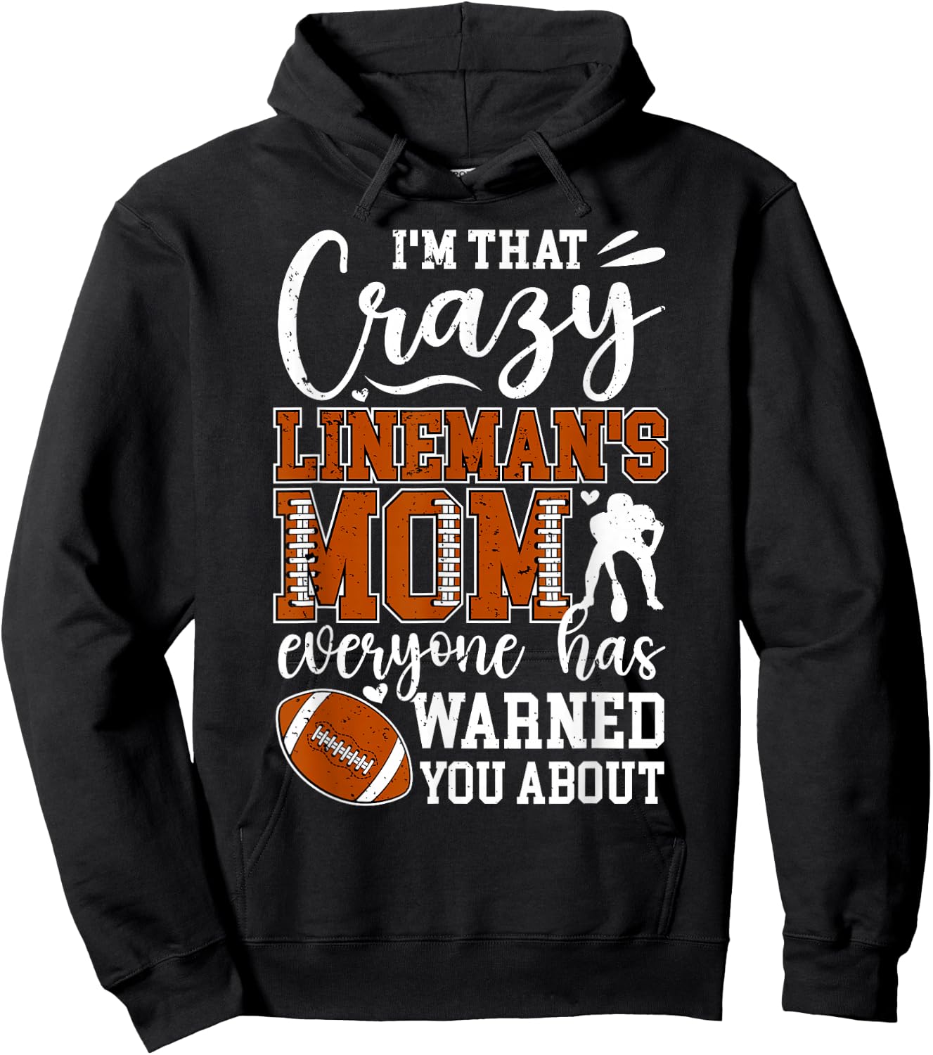 Crazy Football Lineman Mom Of A Football Lineman Mama Hoodie - Hoodie | Black