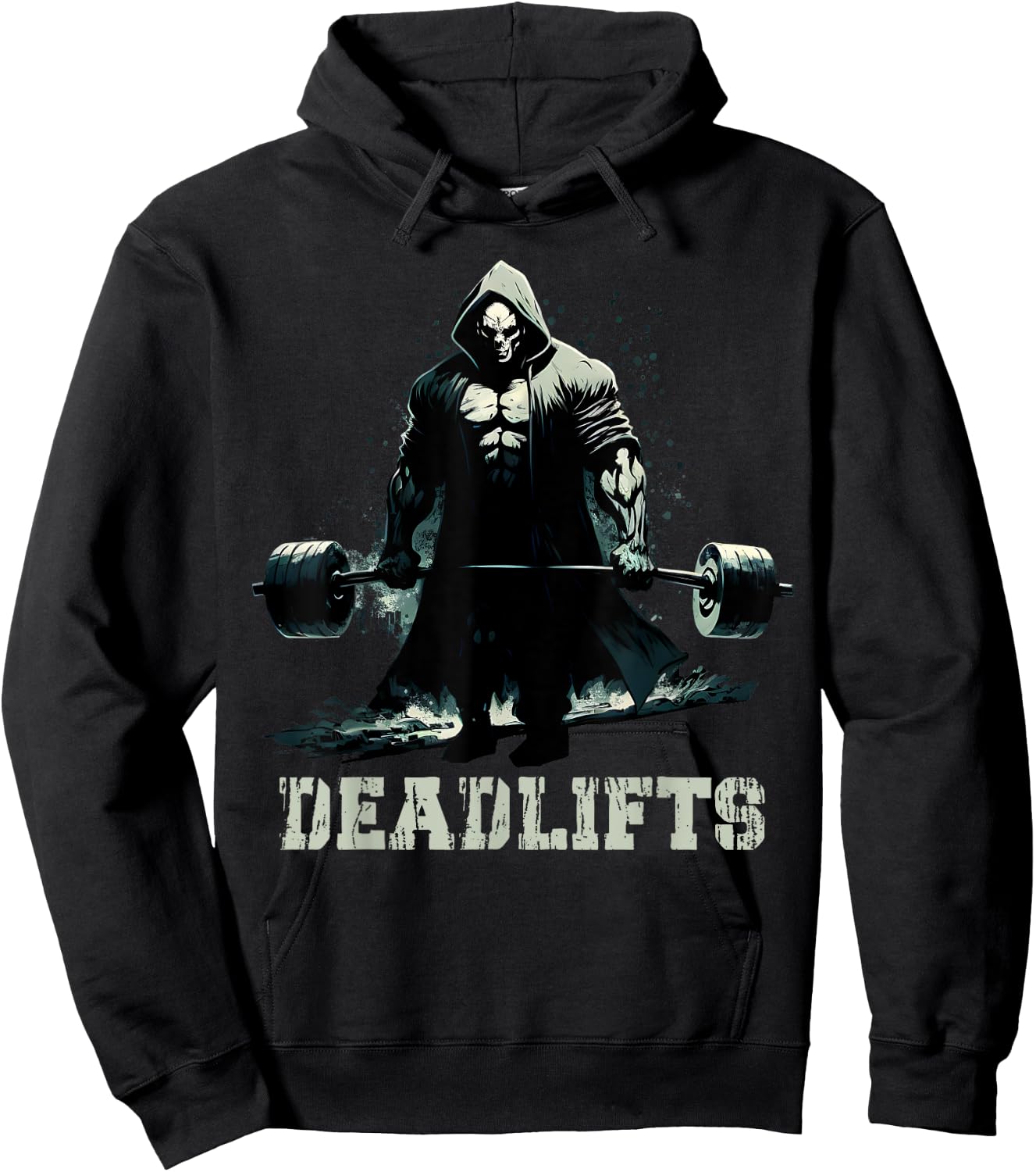 Deadlifts Funny Gym Leg Day Grim Reaper Deadlifting Weights Hoodie - Hoodie | Black