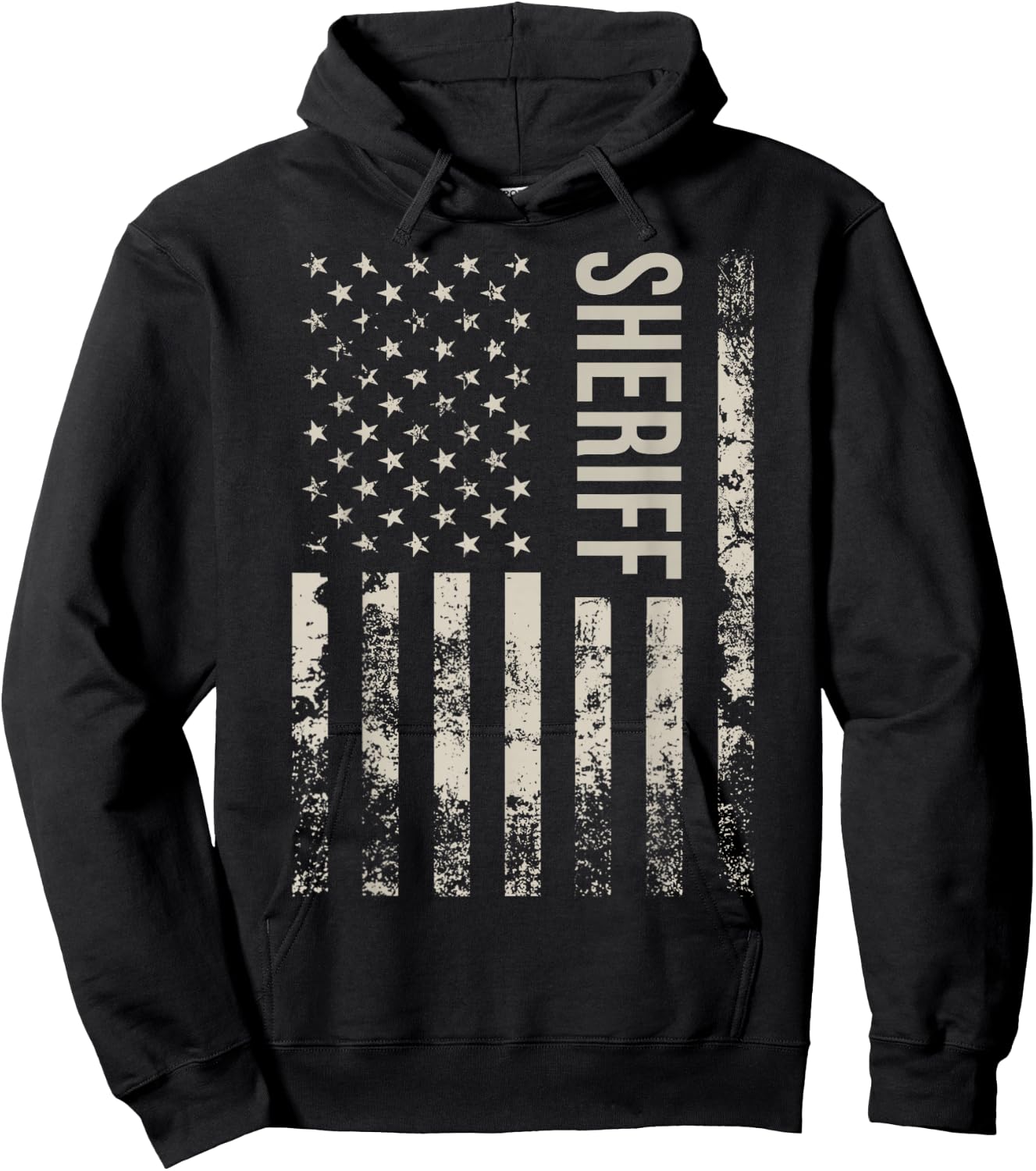 Vintage US American Flag Sheriff Hoodie - Hoodie | Black