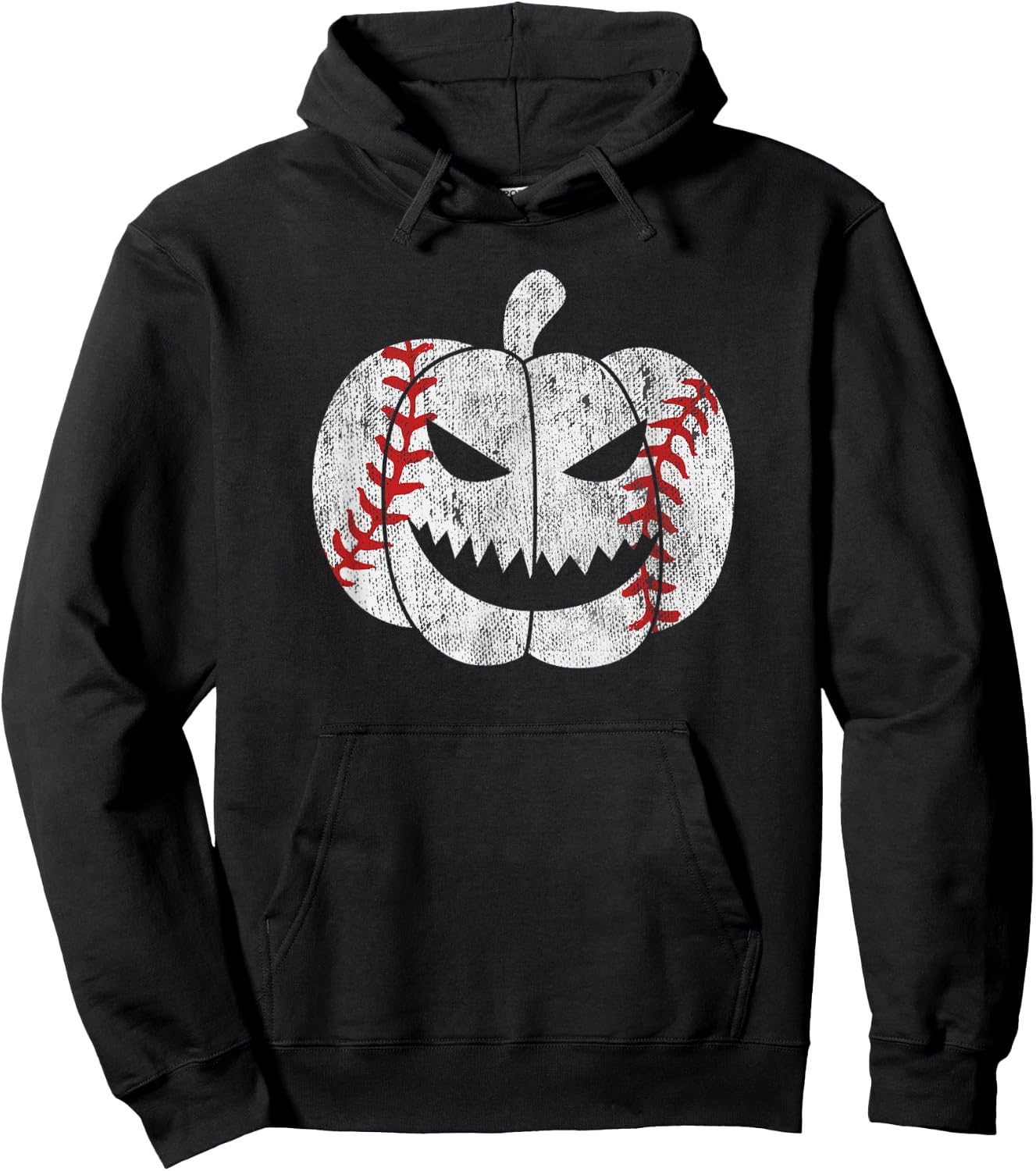 Baseball Player Scary Pumpkin Vintage Costume Halloween Hoodie - Hoodie | Black
