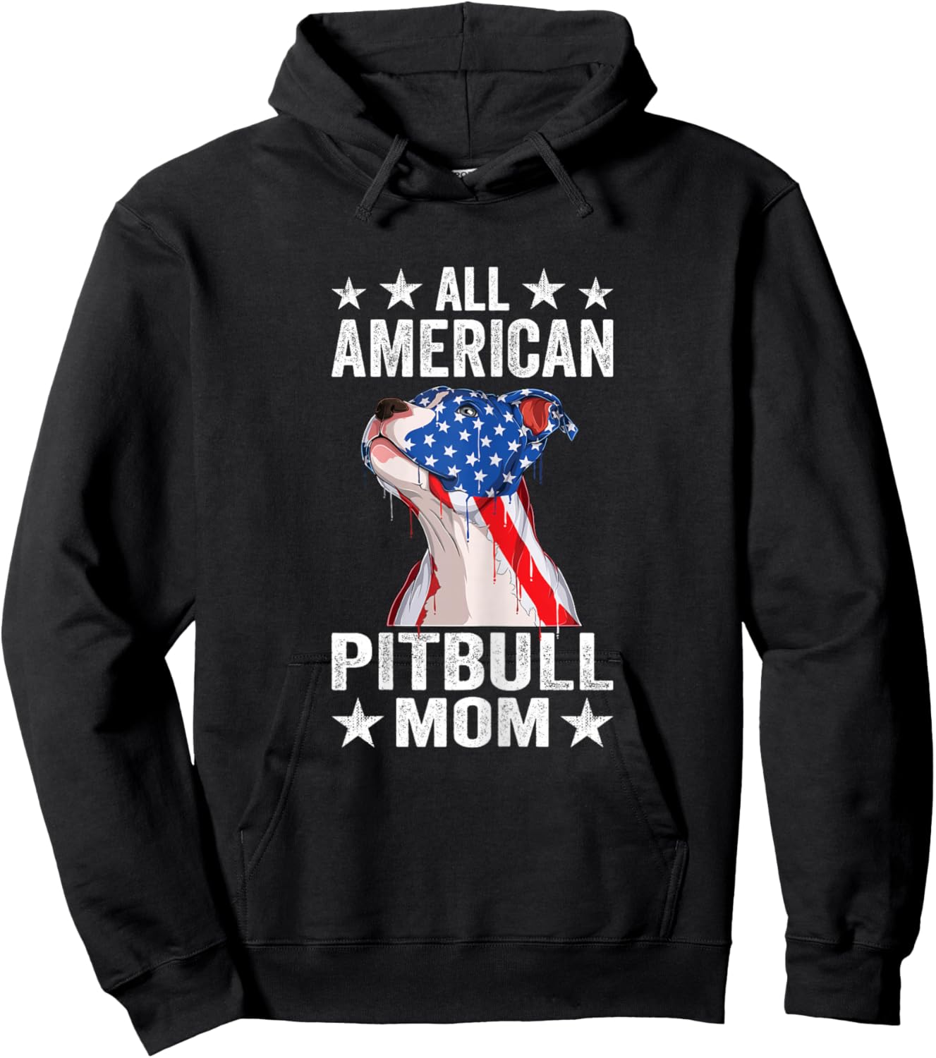 All American Pitbull Mom Patriotic 4th of July Pitbull Hoodie - Hoodie | Black