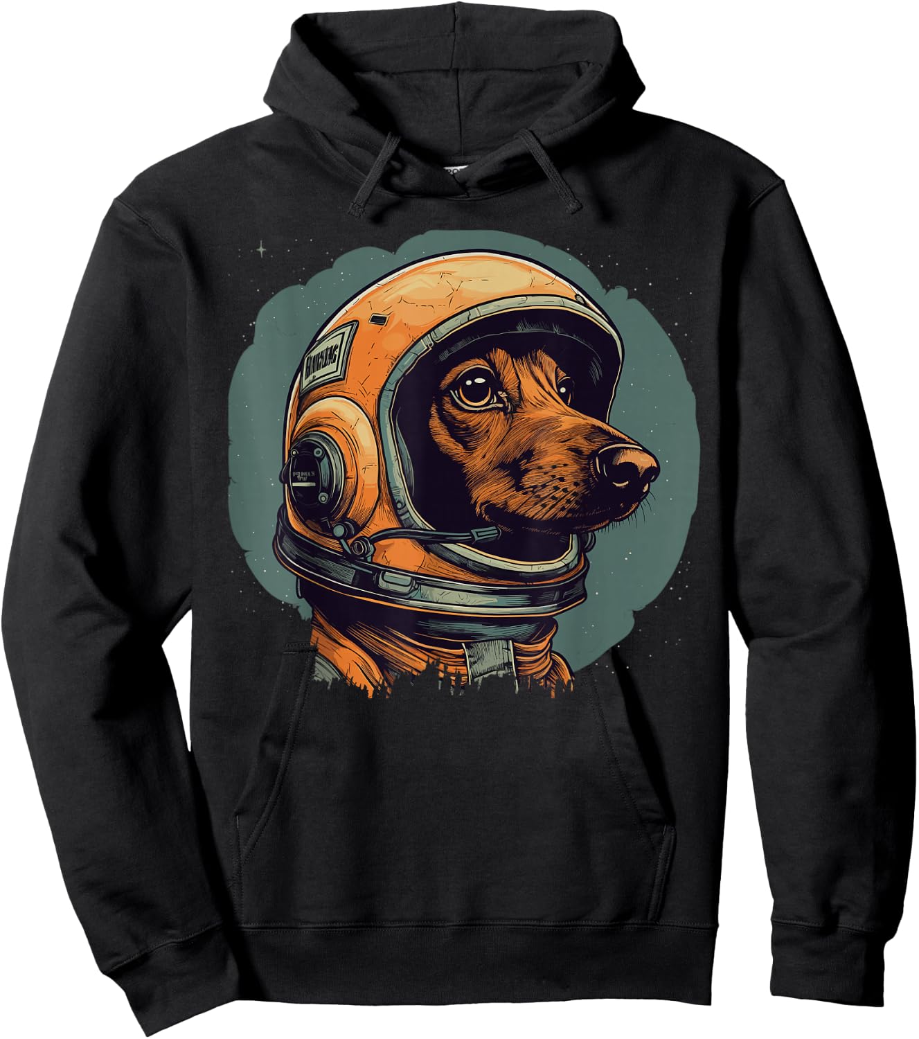 Vintage Dachshund Wiener Astronaut Dog In Space Helmet Suite Hoodie - Hoodie | Black