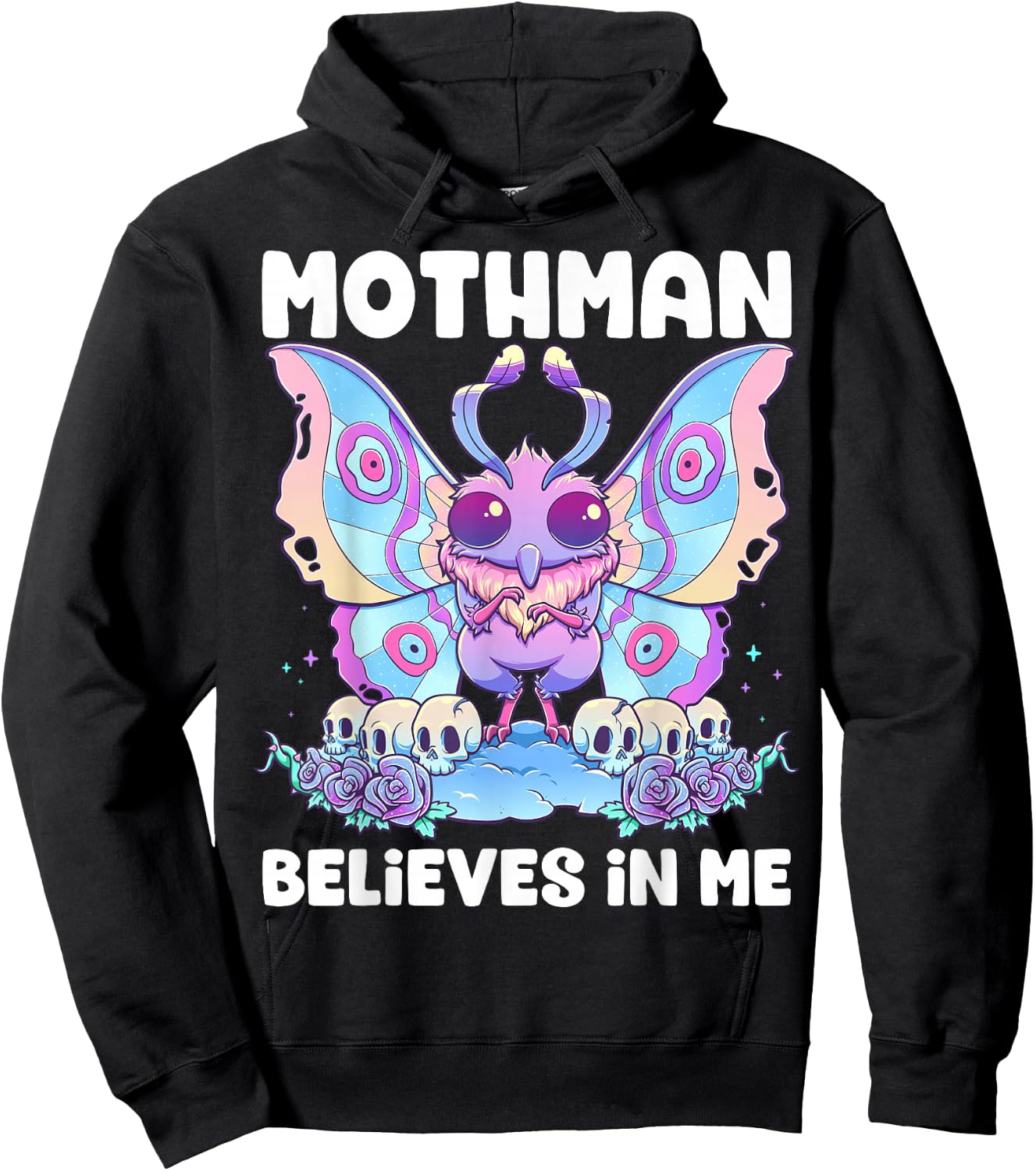 Pastel Goth Mothman Believes In Me Gothic Cryptid Wicca Hoodie - Hoodie | Black