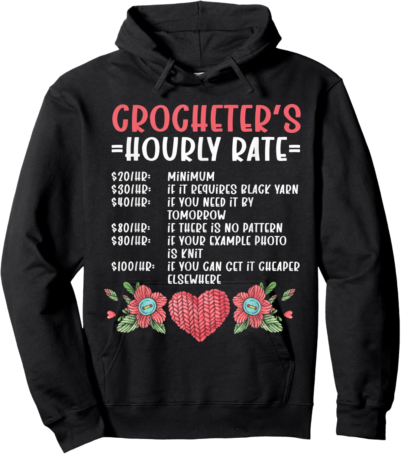 Crochet Yarn Crocheting Hoodie - Hoodie | Black