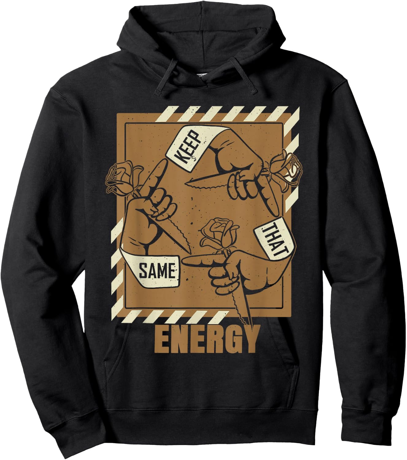 Brown Keep That Same Energy Brown Color Graphic Hoodie - Hoodie | Black