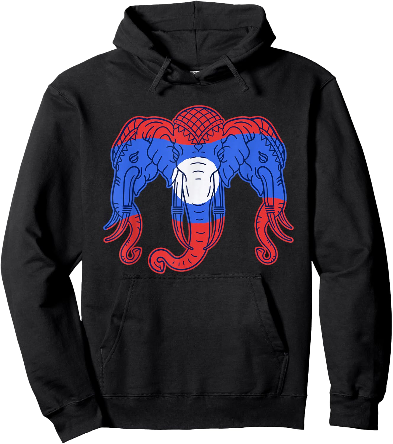 3 Headed Elephant Kingdom of Laos Flag Funny Lao Erawan Hoodie - Hoodie | Black