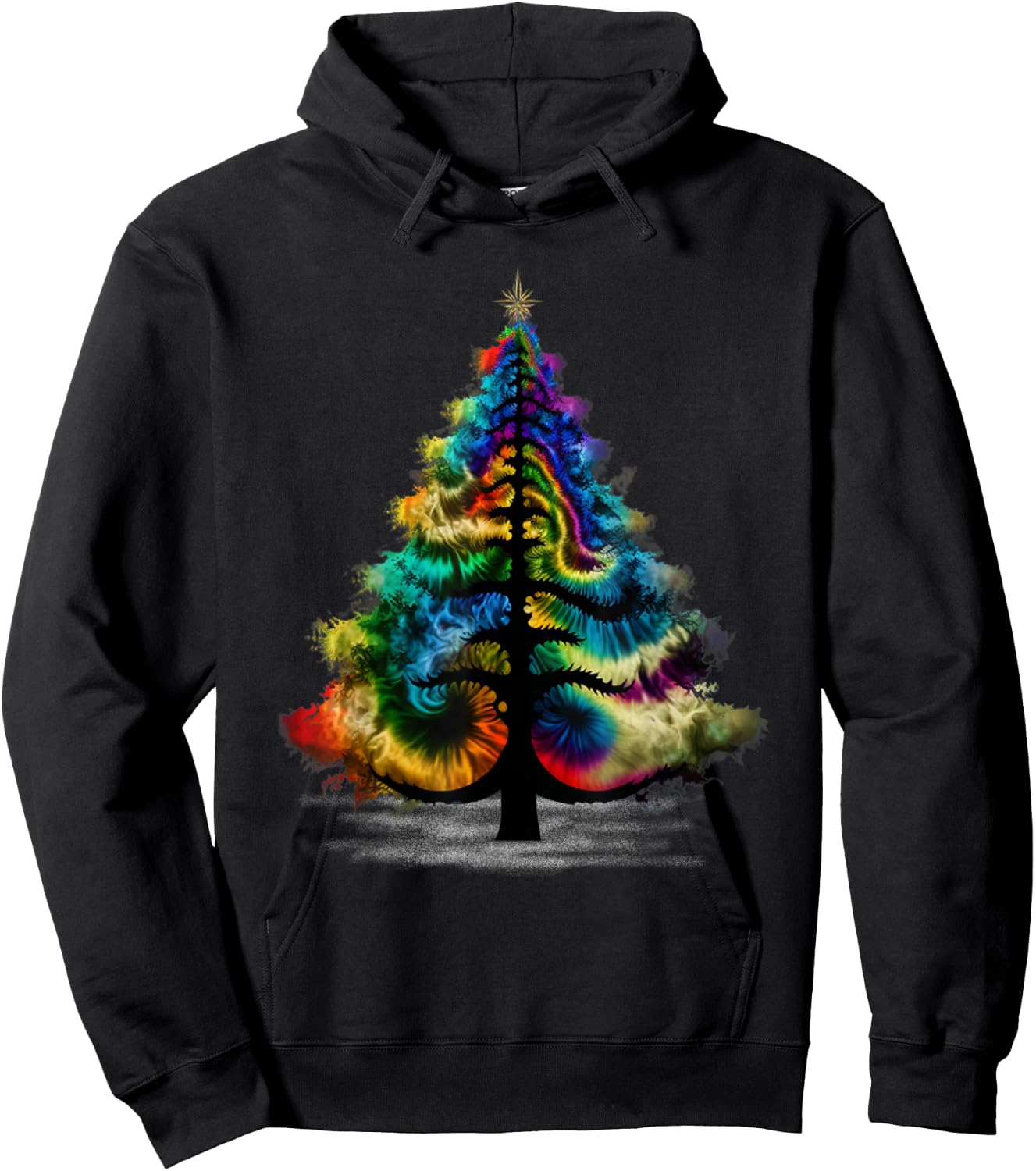 Christmas Tree Tie Dye Colorful Shirt Men Women Cute Tree Hoodie - Hoodie | Black