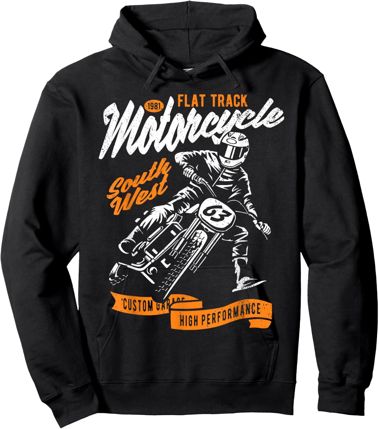 Flat Track Motorcycle Vintage Style Retro Race Design Hoodie - Hoodie | Black