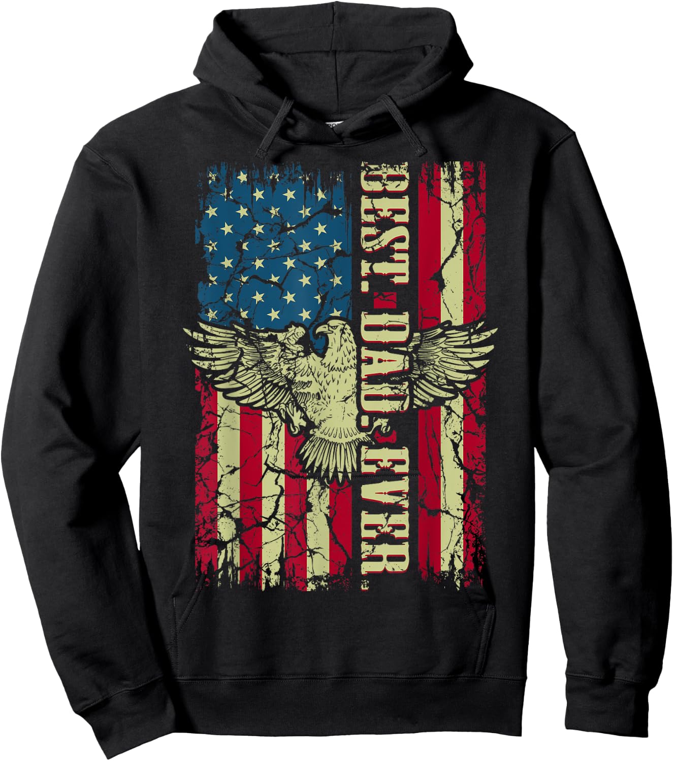 Best Dad Ever Flag Patriotic Eagle Funny for Dad Father Hoodie - Hoodie | Black