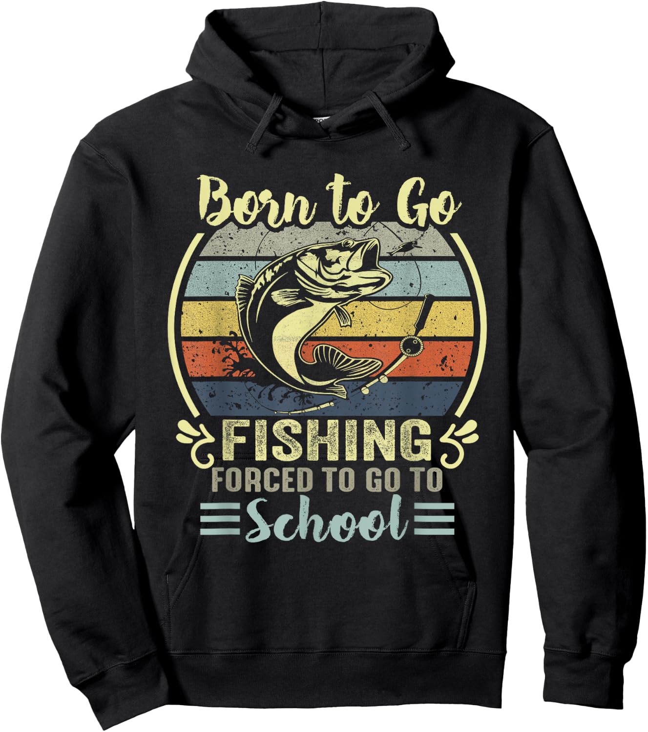 Funny Born to Go Fishing Bass Fish Fisherman Boys Kids Small Hoodie - Hoodie | Black