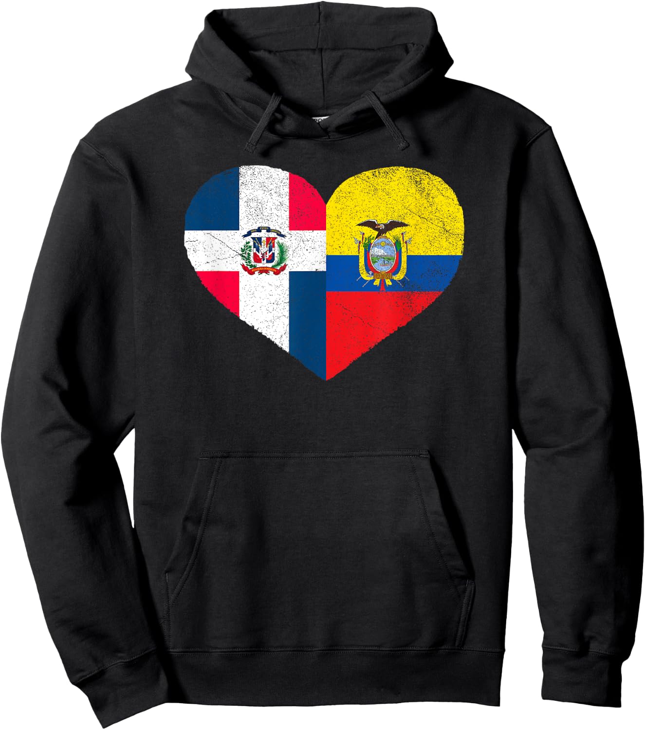 Dominican Ecuadorian Flag Heart Dominican Ecuador Hoodie - Hoodie | Black