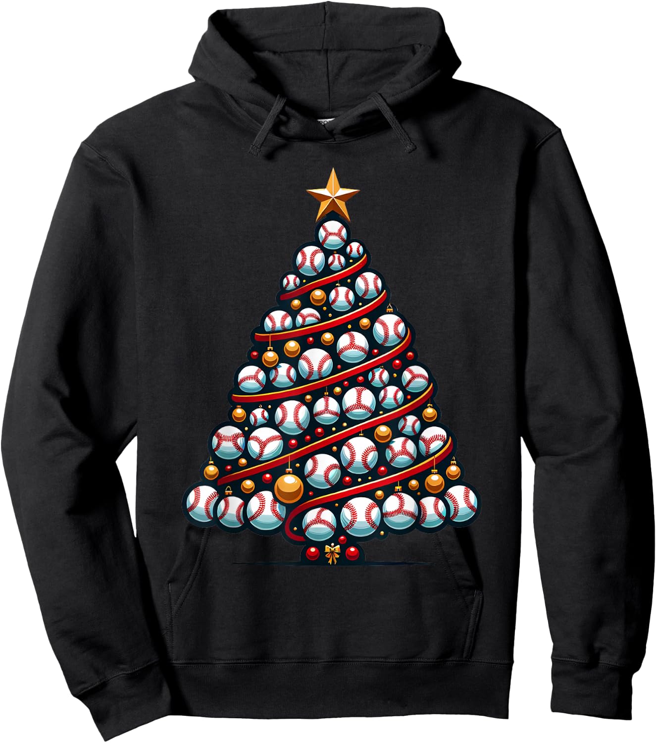 Baseball Christmas Tree For Sports Lovers Player Hoodie - Hoodie | Black