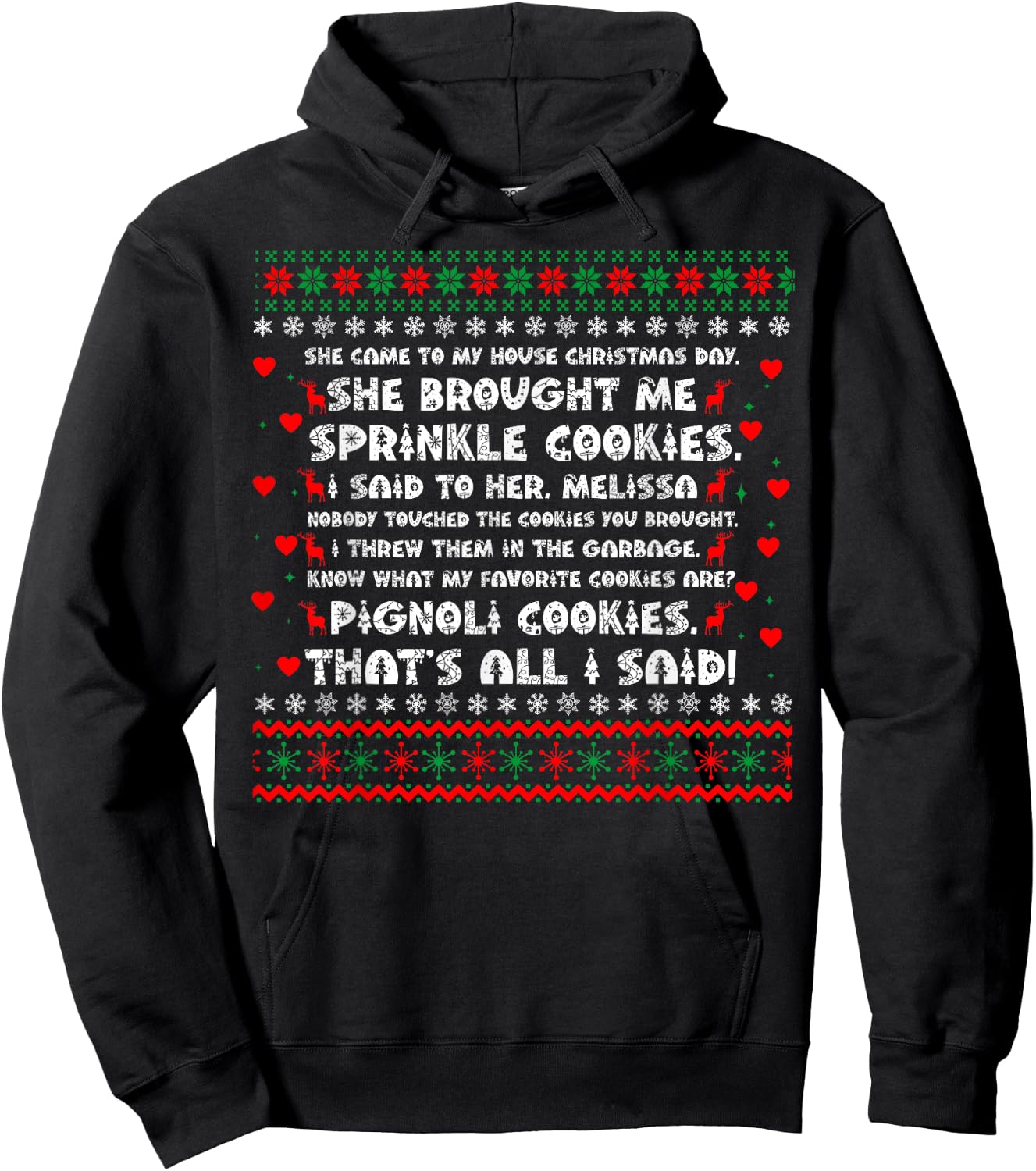 She Brought Me Sprinkle Cookies Ugly Christmas Hoodie - Hoodie | Black