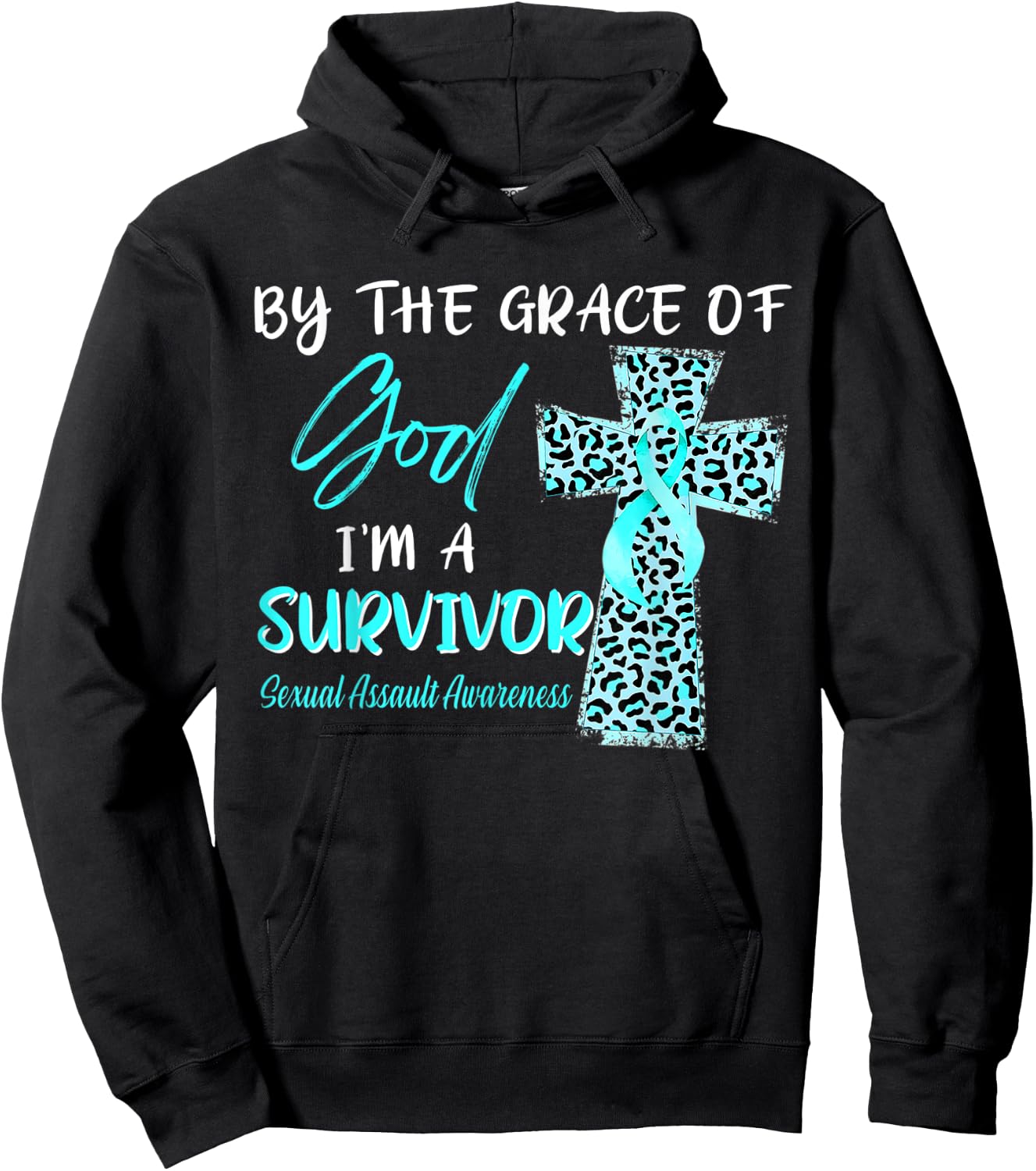 I'm A Survivor Sexual Assault Awareness Teal Ribbon Hoodie - Hoodie | Black
