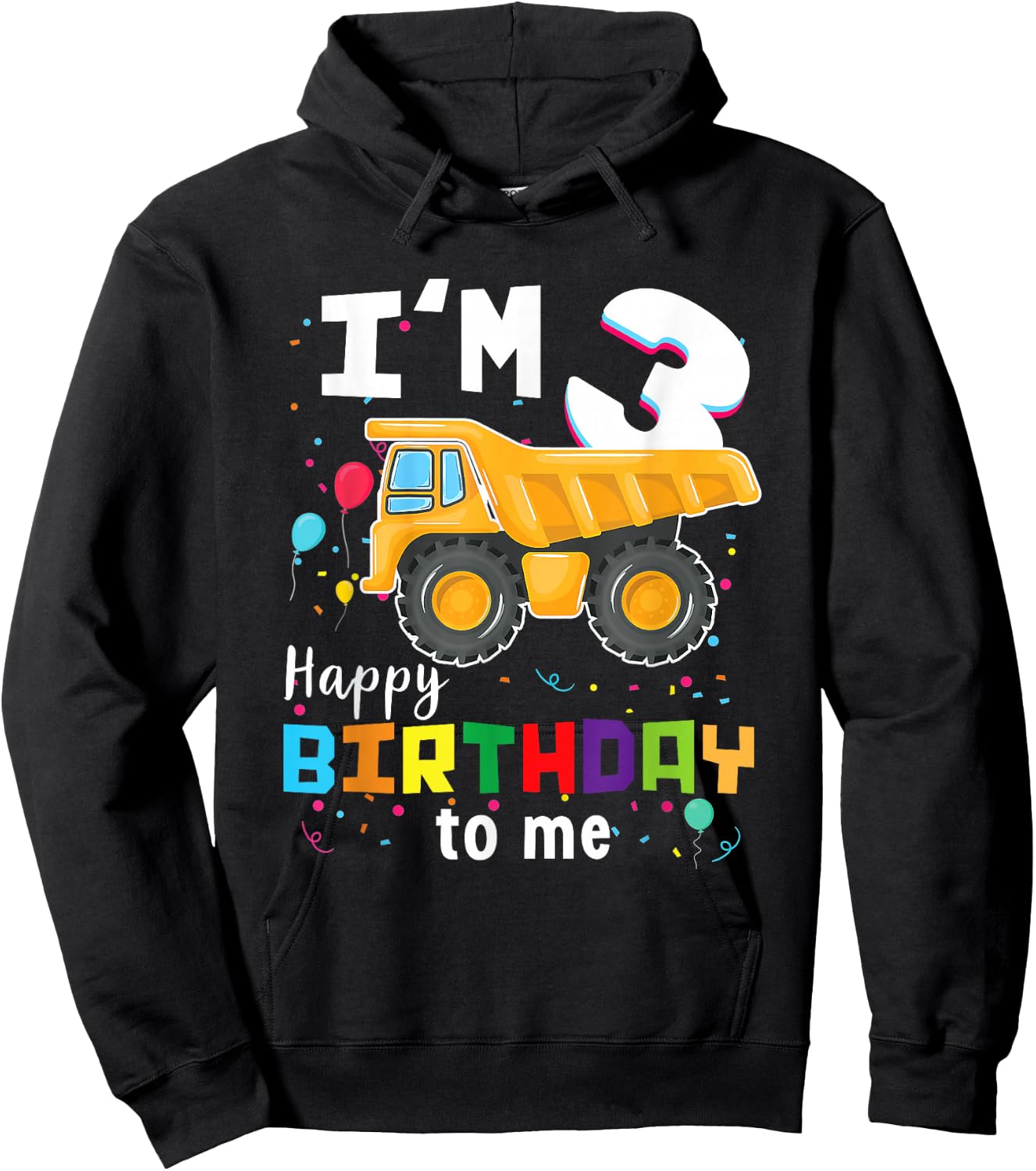 3rd Birthday Construction Birthday Shirt Boy 3 Dump Truck Hoodie - Hoodie | Black