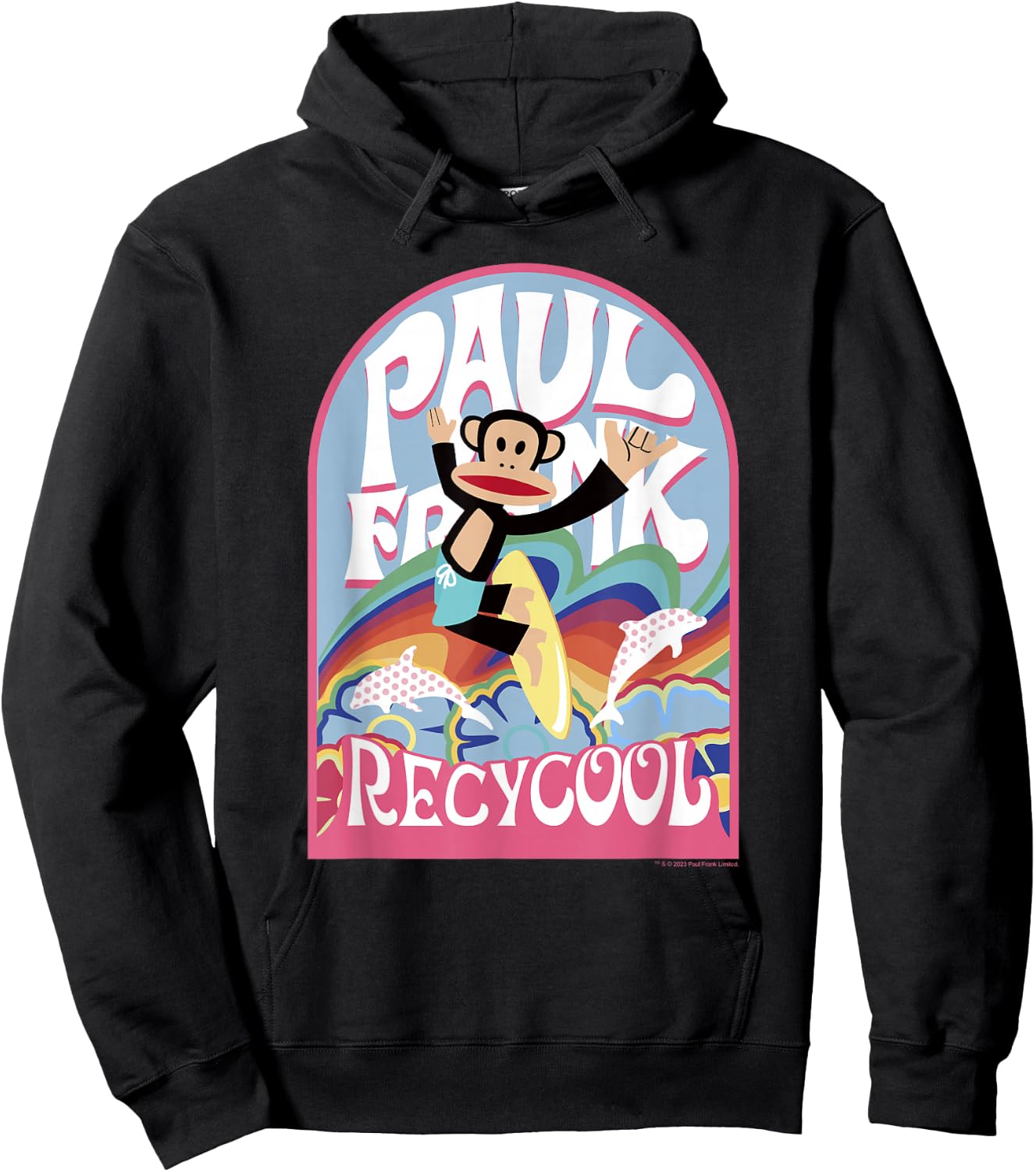 Paul Frank Earth Day Recycool Rainbow Surfing Julius Hoodie - Hoodie | Black