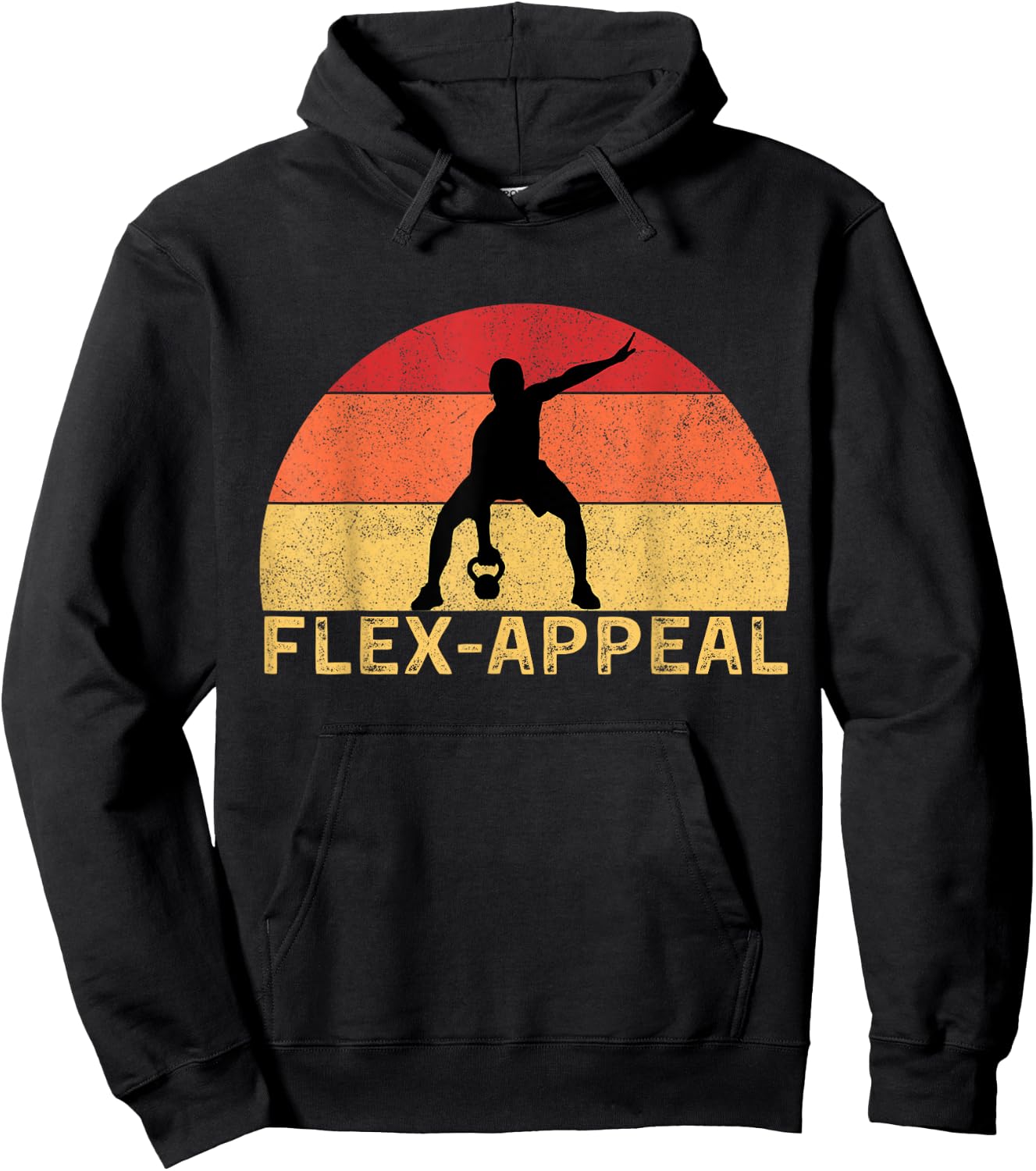 Flex-Appeal Gym Workout Half Retro Sunset Funny Hoodie - Hoodie | Black
