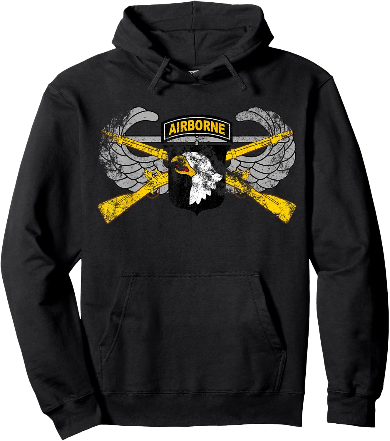 101st Airborne Patch - Infantry Rifles and Air Assault Wings Hoodie - Hoodie | Black