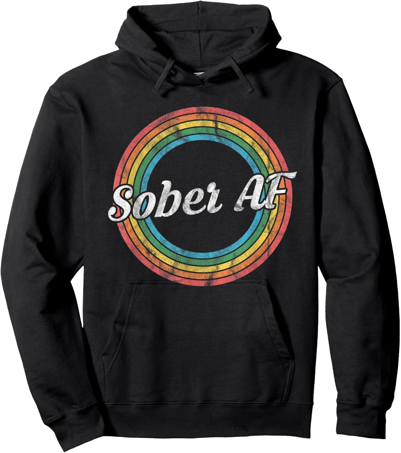 Sober AF - Vintage Retro Sobriety Recovery Hoodie - Hoodie | Black