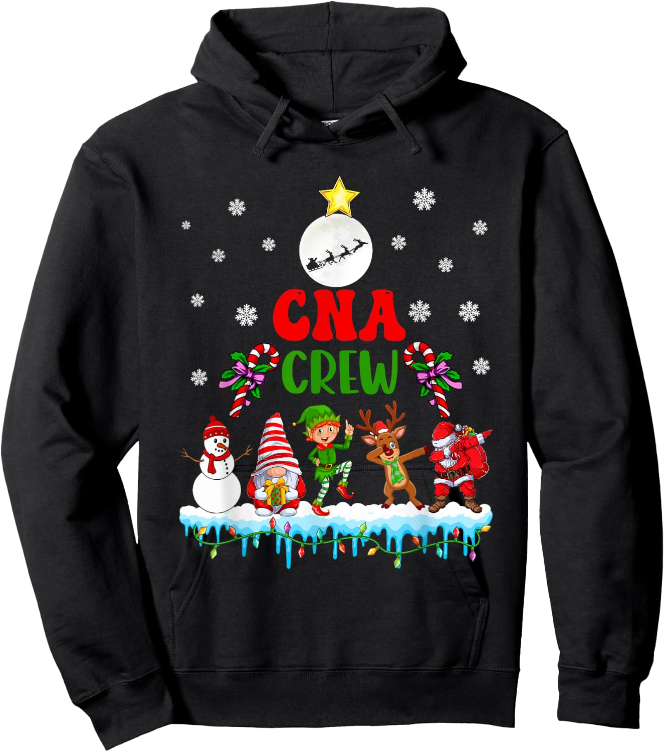 CNA Crew Xmas Dabbing Reindeer Santa Elf Proud Nurse Nursing Hoodie - Hoodie | Black