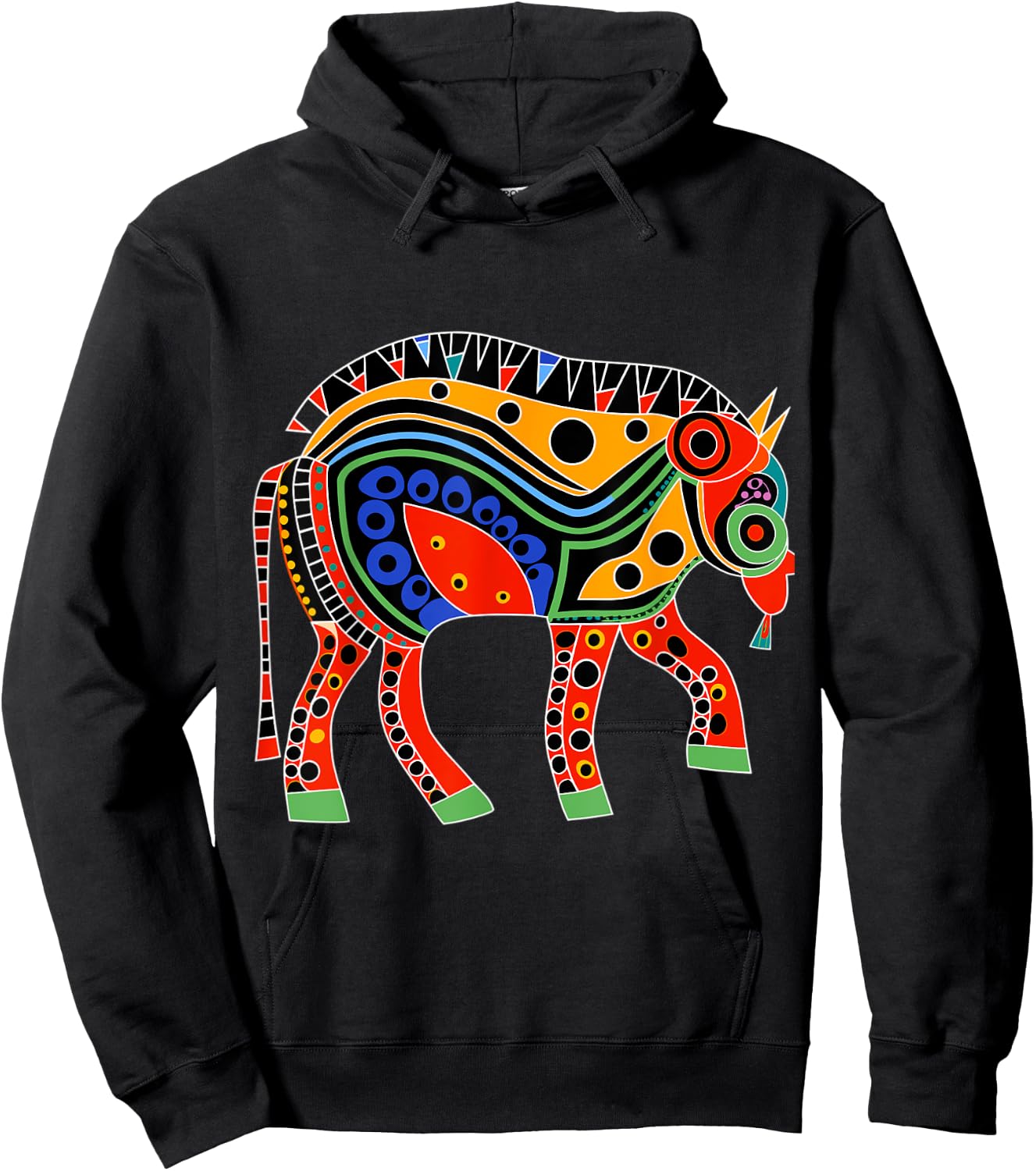 Native American Bison Pacific Northwest Coast Art Style Hoodie - Hoodie | Black
