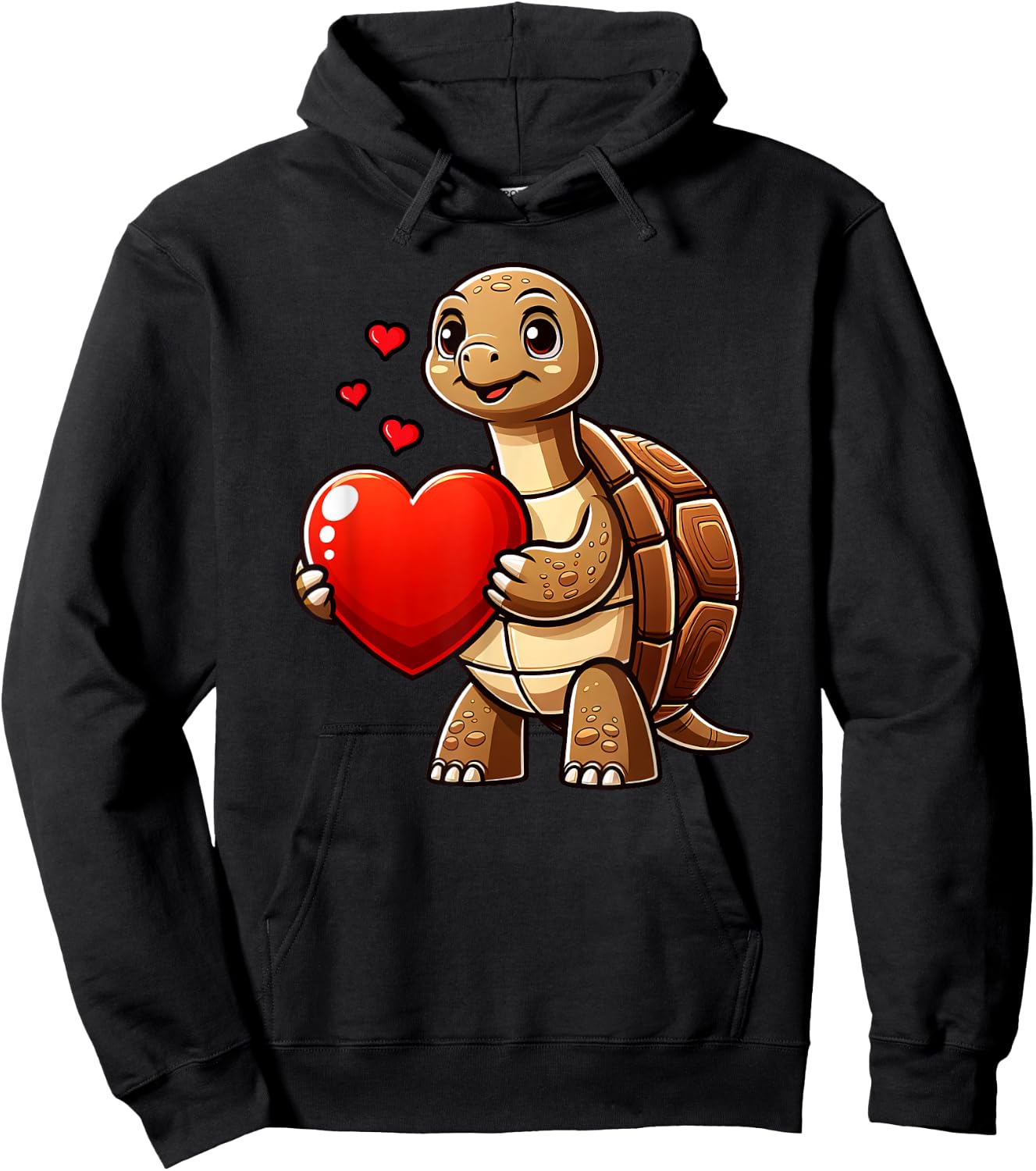Sulcata Tortoise Turtle Valentines Heart Lover Funny Boys Hoodie - Hoodie | Black